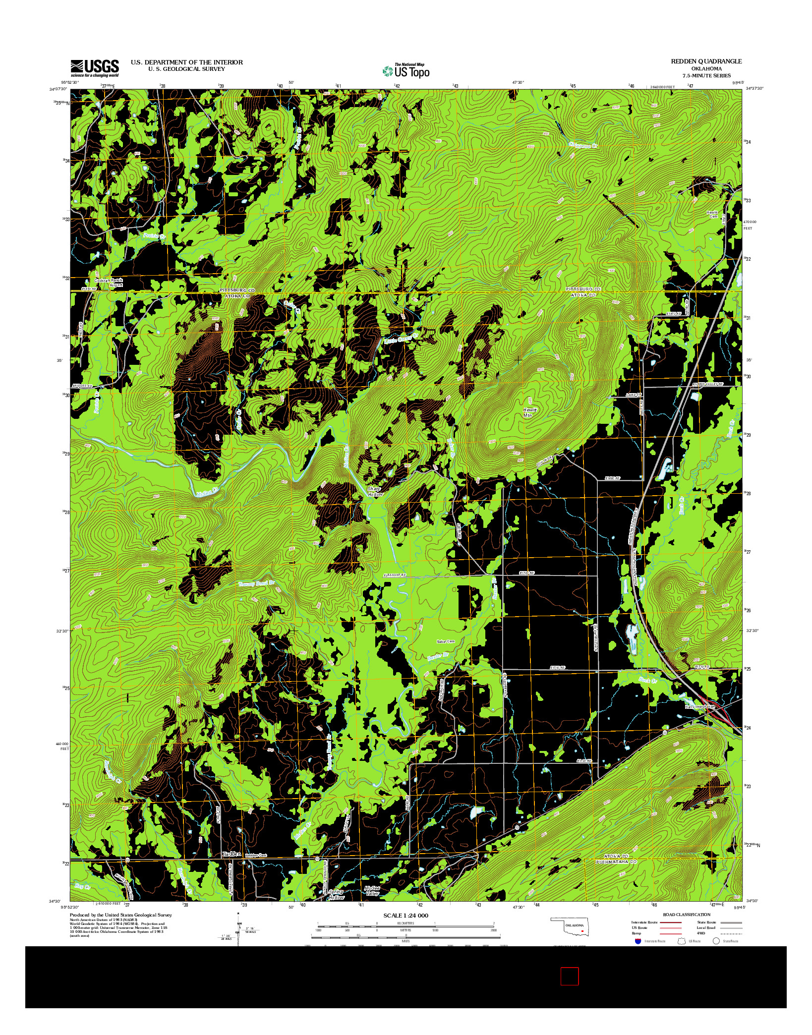 USGS US TOPO 7.5-MINUTE MAP FOR REDDEN, OK 2012
