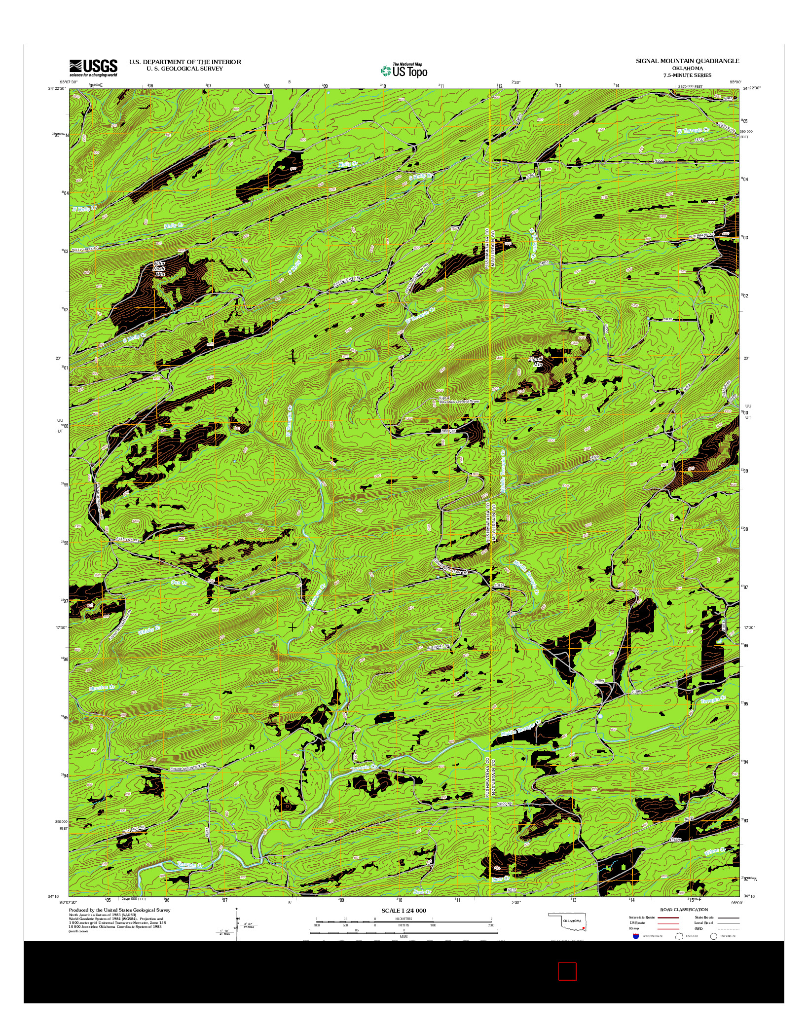 USGS US TOPO 7.5-MINUTE MAP FOR SIGNAL MOUNTAIN, OK 2012