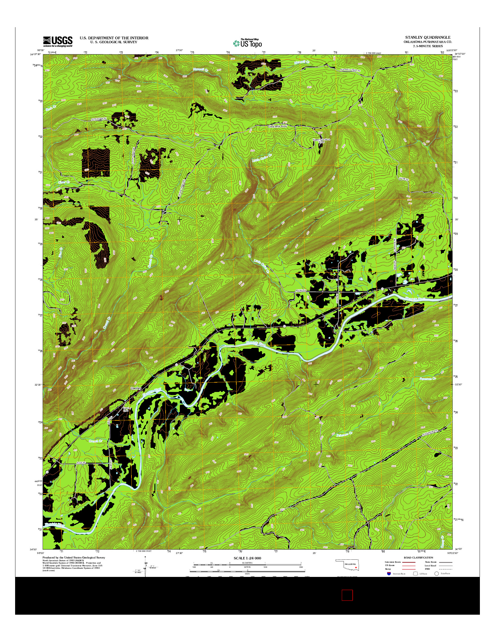 USGS US TOPO 7.5-MINUTE MAP FOR STANLEY, OK 2012