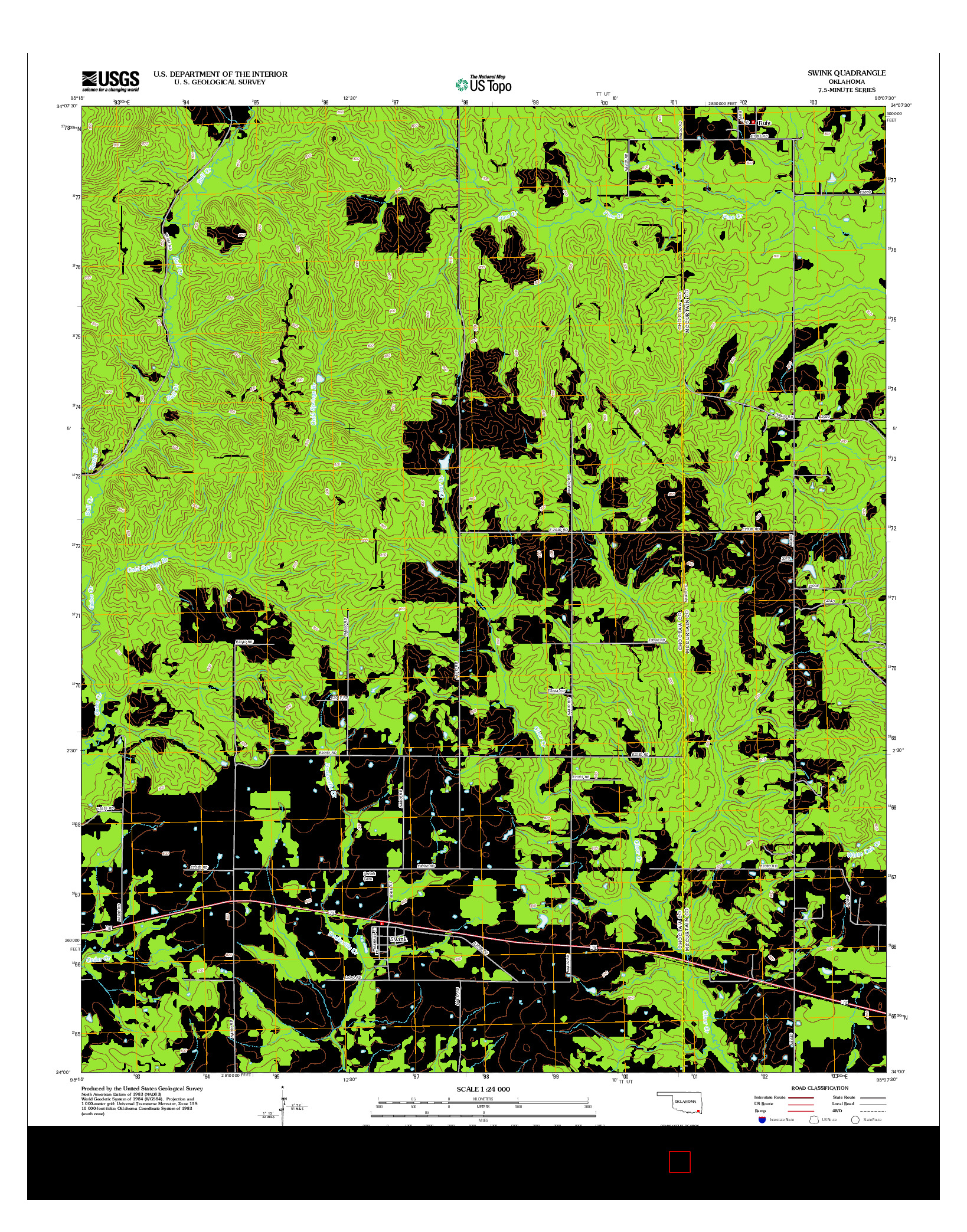 USGS US TOPO 7.5-MINUTE MAP FOR SWINK, OK 2012