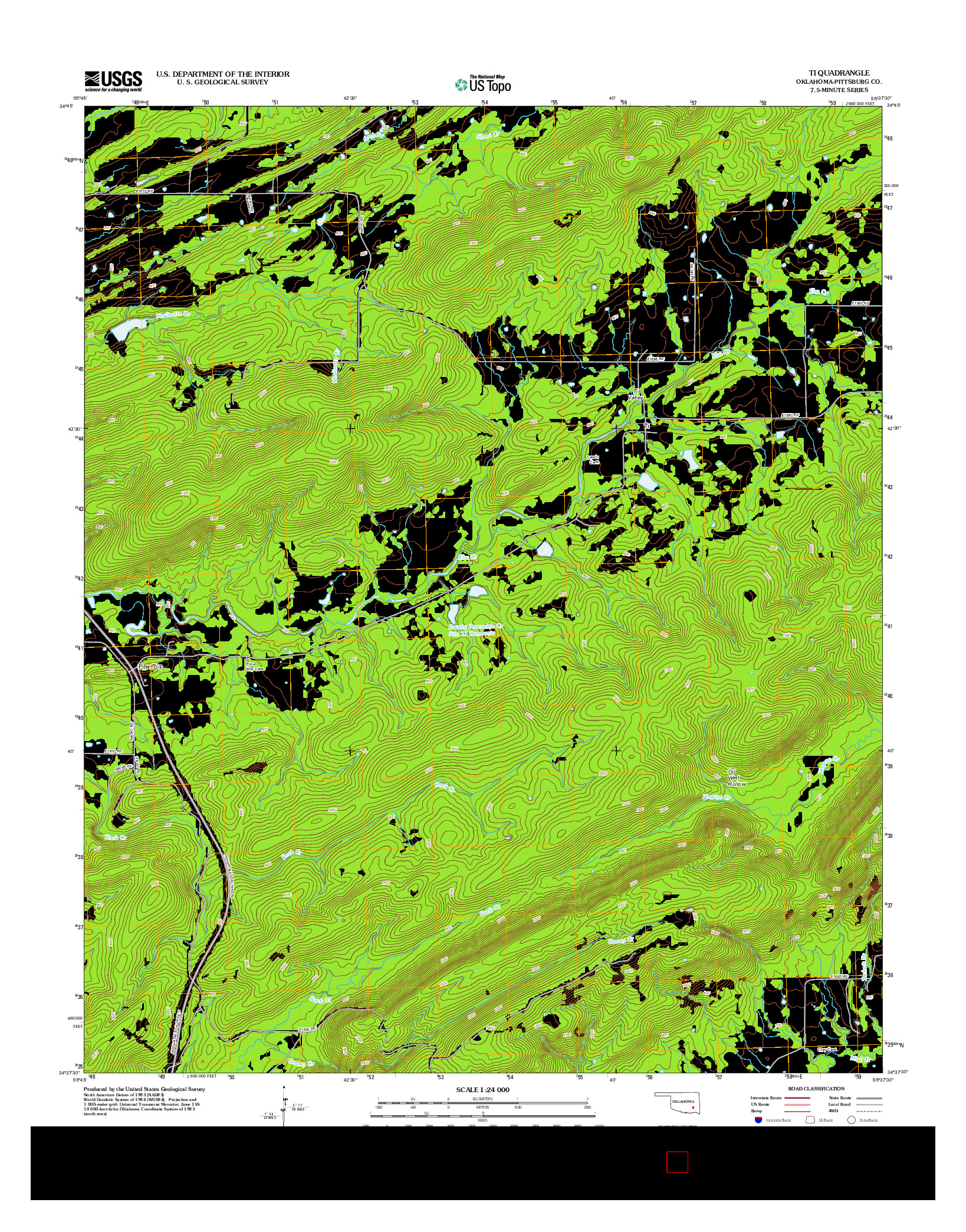 USGS US TOPO 7.5-MINUTE MAP FOR TI, OK 2012