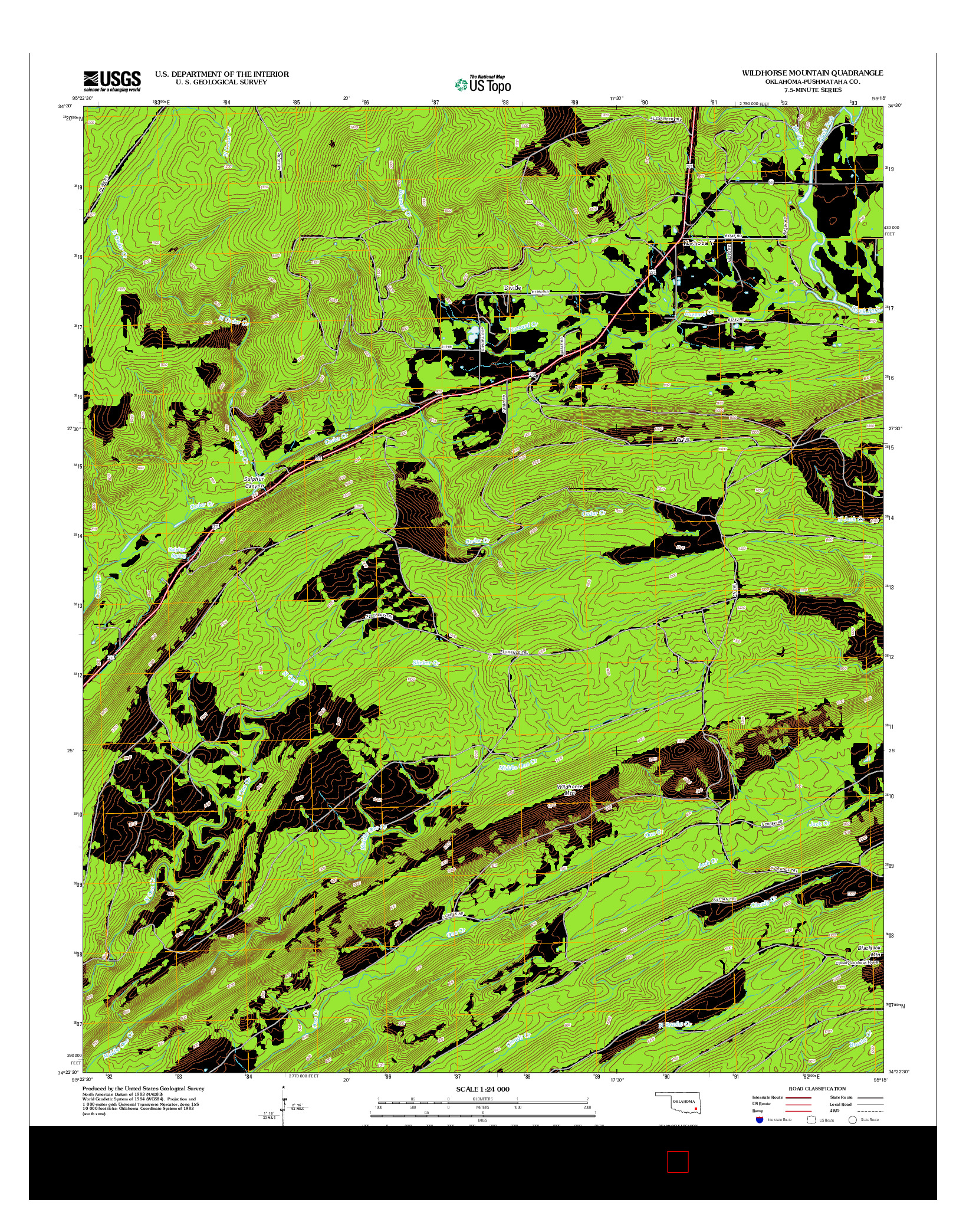 USGS US TOPO 7.5-MINUTE MAP FOR WILDHORSE MOUNTAIN, OK 2012