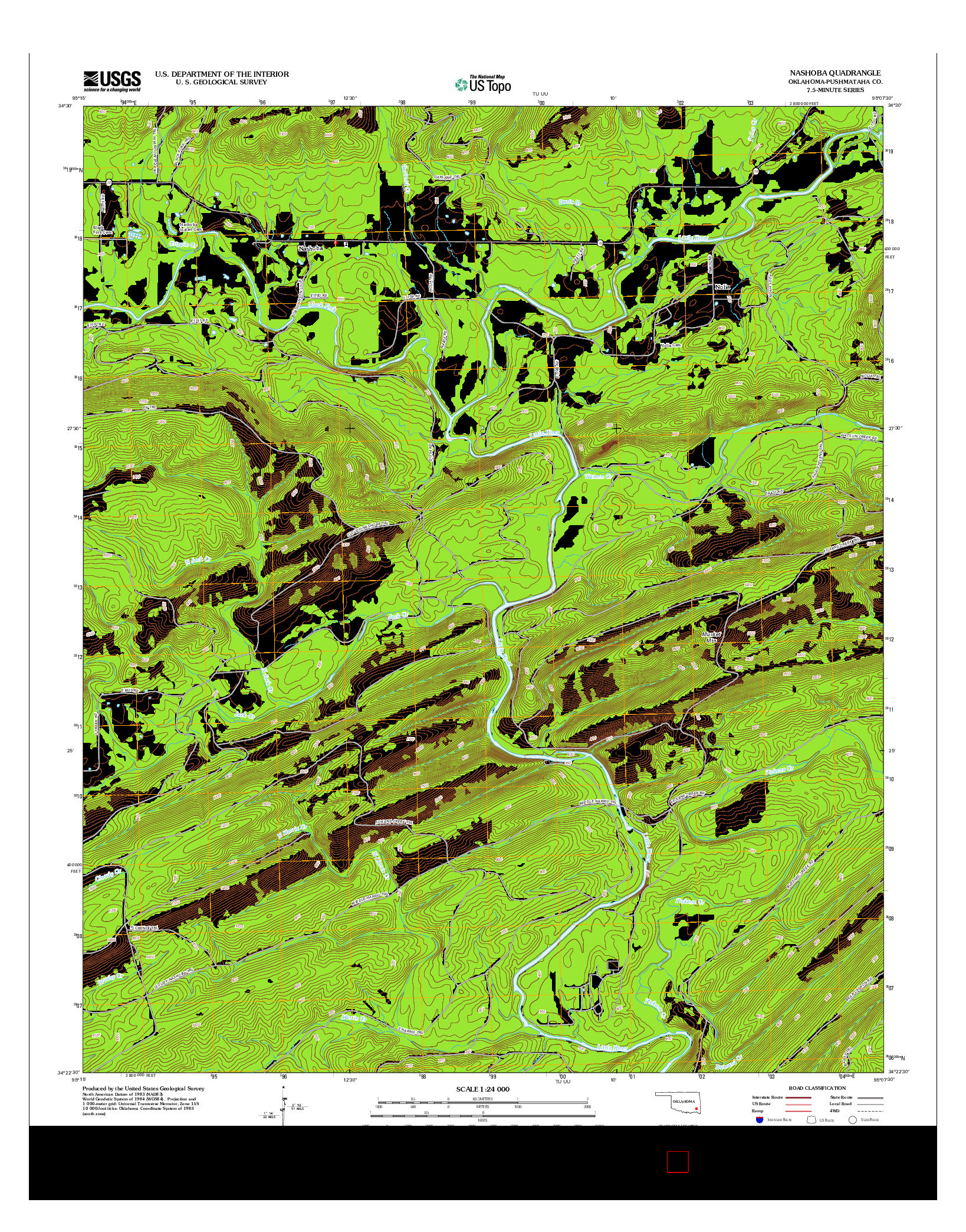USGS US TOPO 7.5-MINUTE MAP FOR NASHOBA, OK 2012