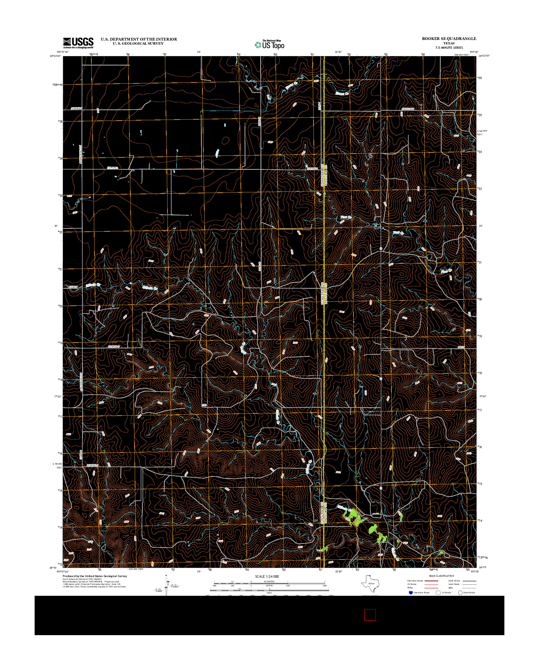 USGS US TOPO 7.5-MINUTE MAP FOR BOOKER SE, TX 2012