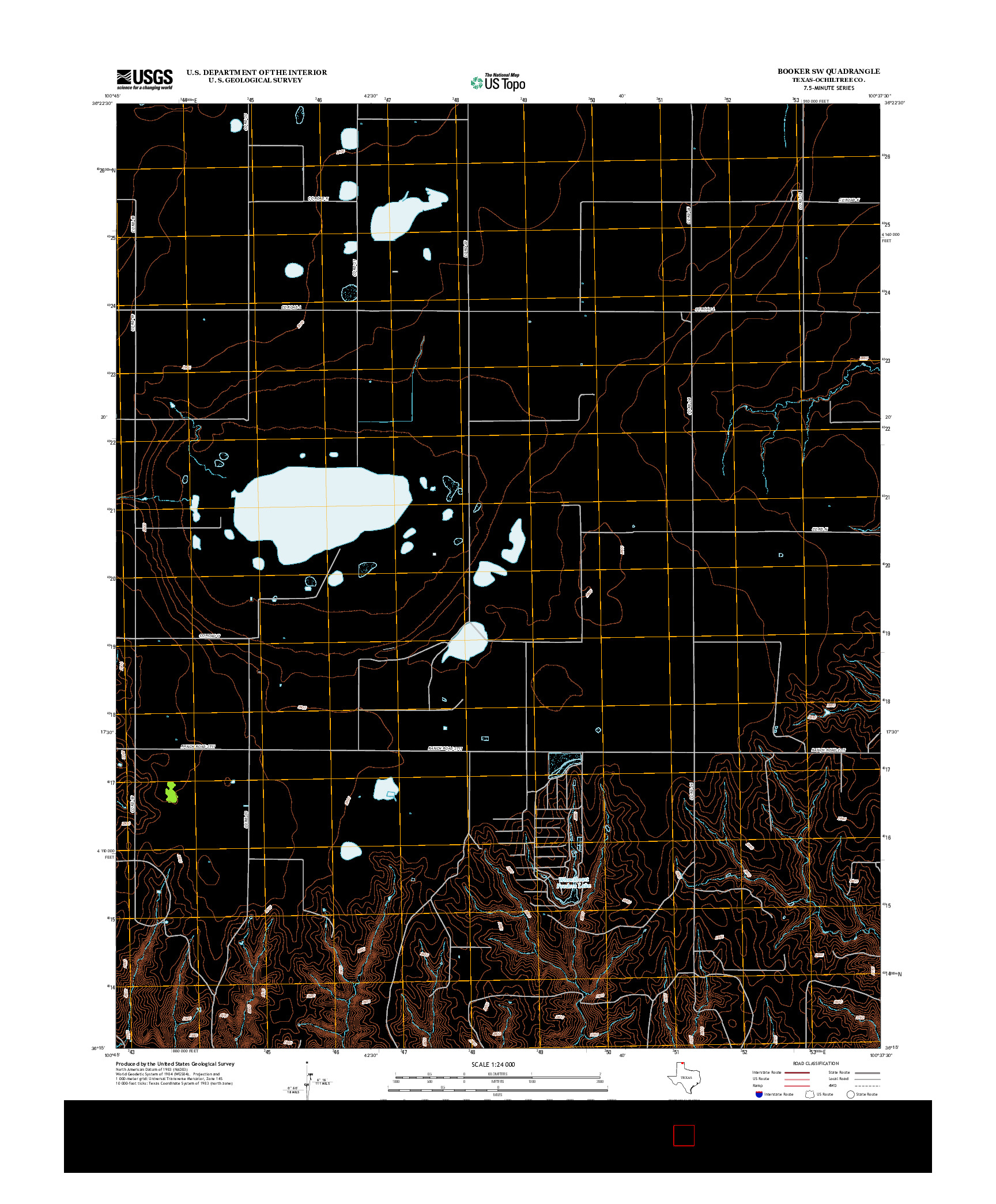 USGS US TOPO 7.5-MINUTE MAP FOR BOOKER SW, TX 2012