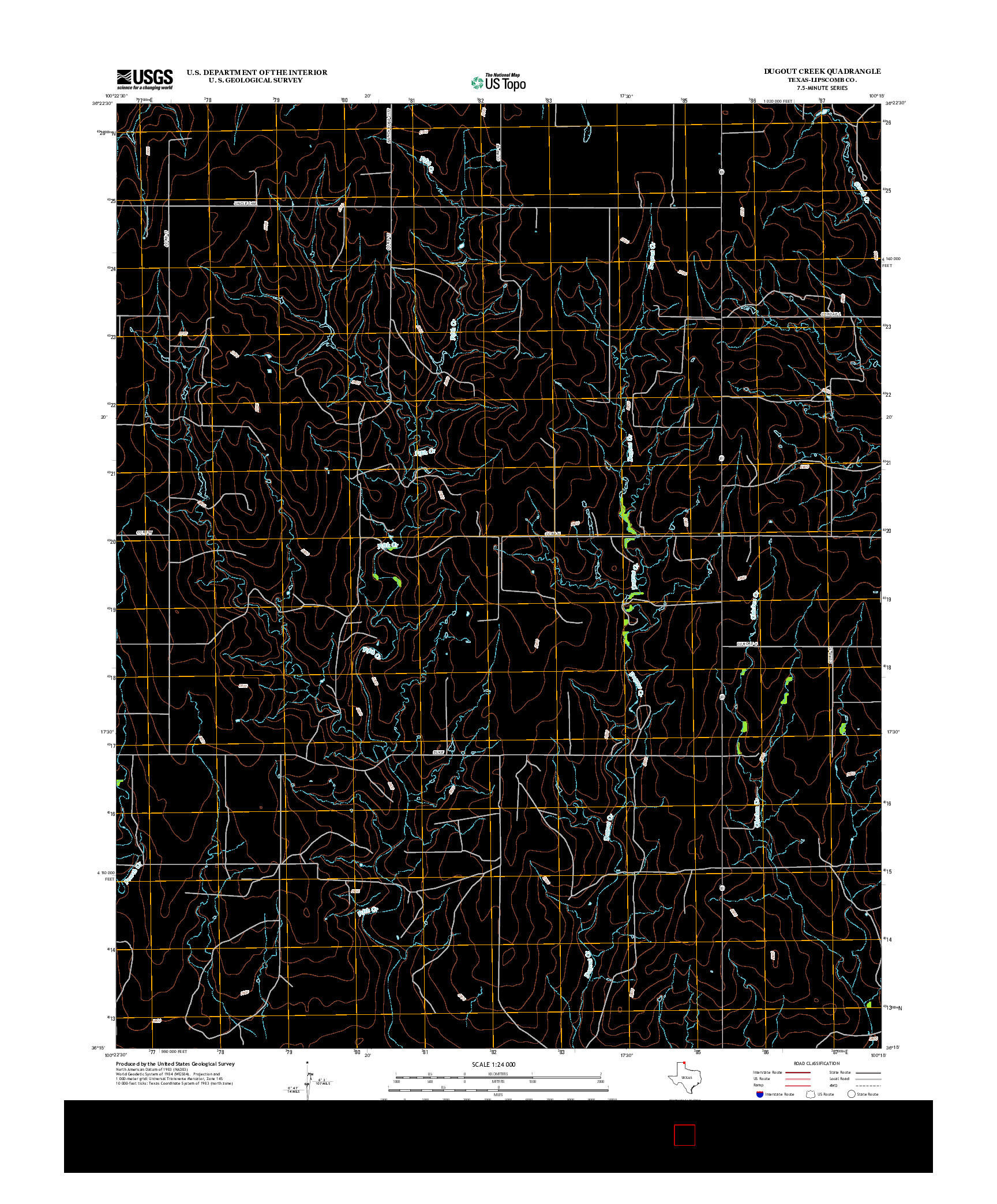 USGS US TOPO 7.5-MINUTE MAP FOR DUGOUT CREEK, TX 2012