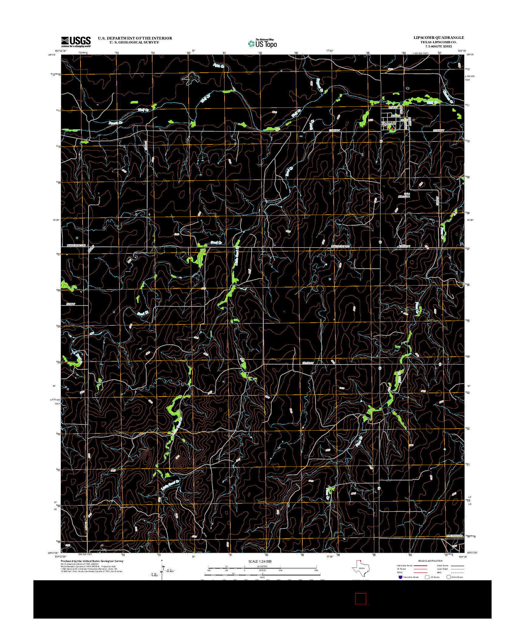 USGS US TOPO 7.5-MINUTE MAP FOR LIPSCOMB, TX 2012