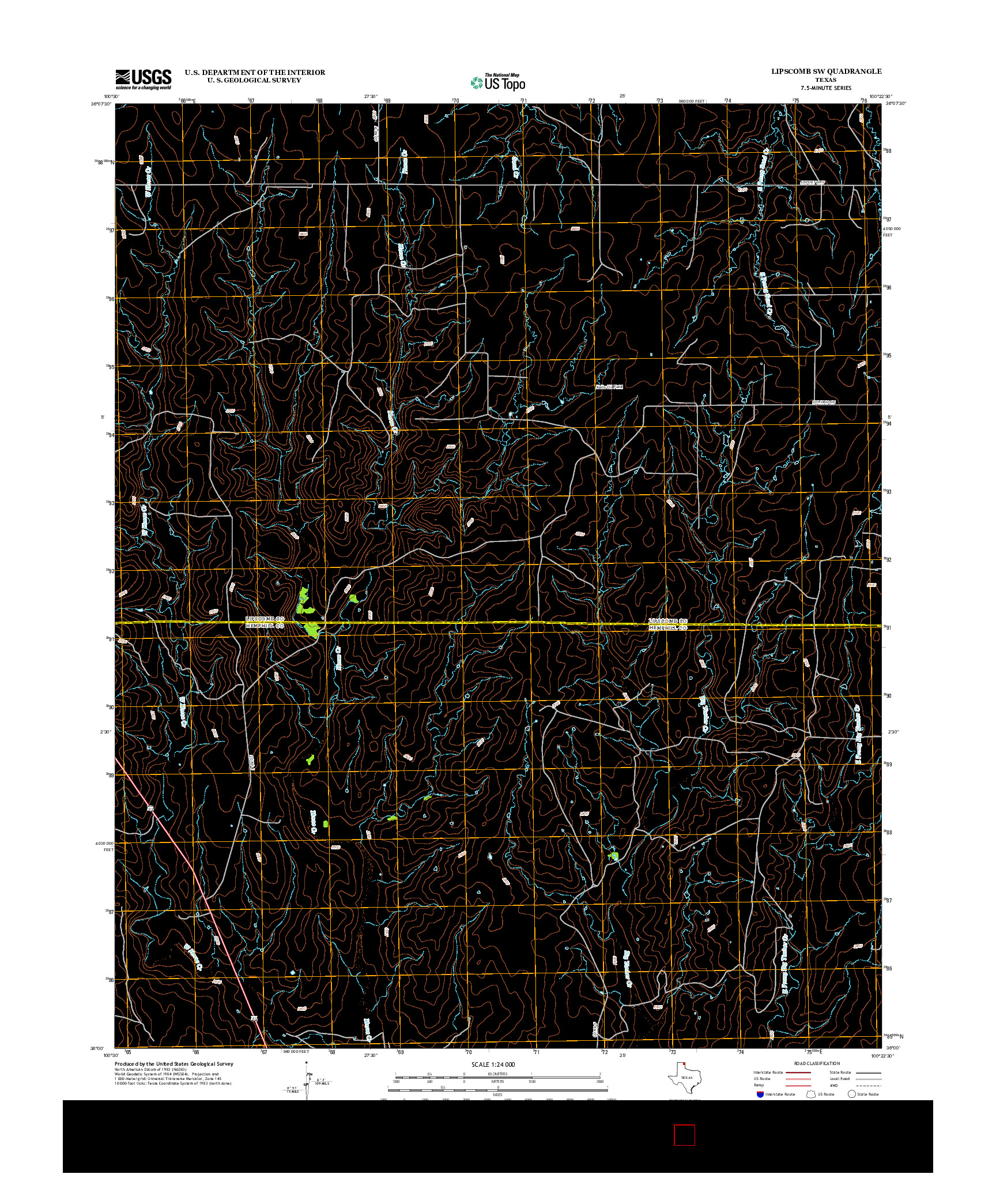 USGS US TOPO 7.5-MINUTE MAP FOR LIPSCOMB SW, TX 2012