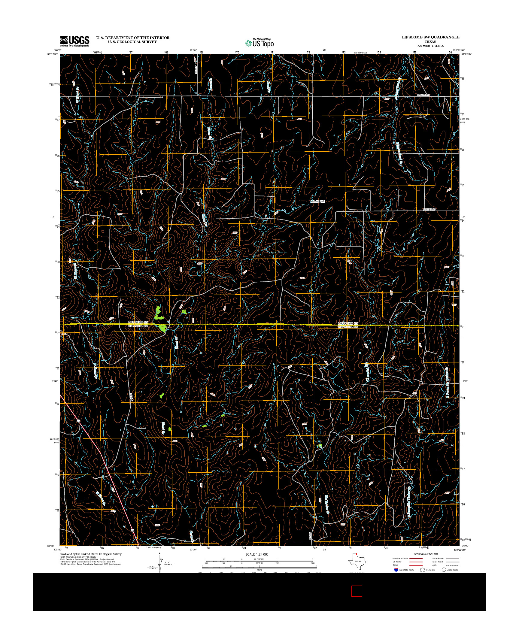 USGS US TOPO 7.5-MINUTE MAP FOR LIPSCOMB SW, TX 2012