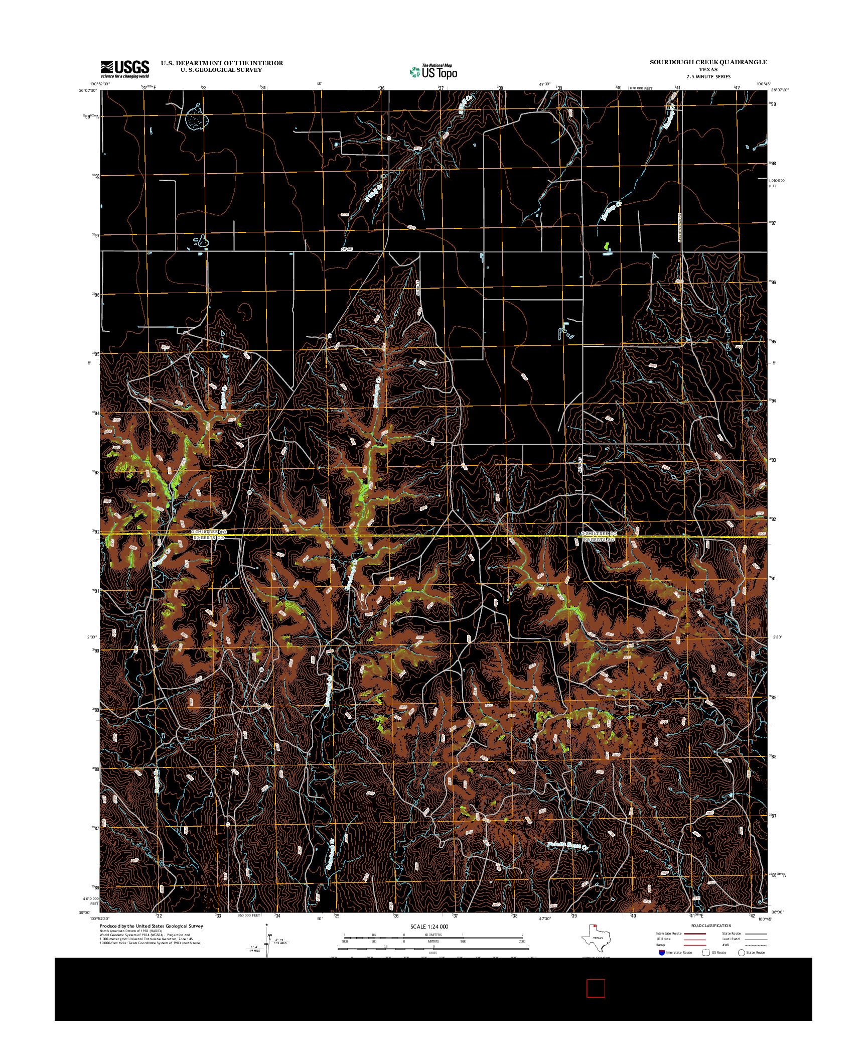 USGS US TOPO 7.5-MINUTE MAP FOR SOURDOUGH CREEK, TX 2012