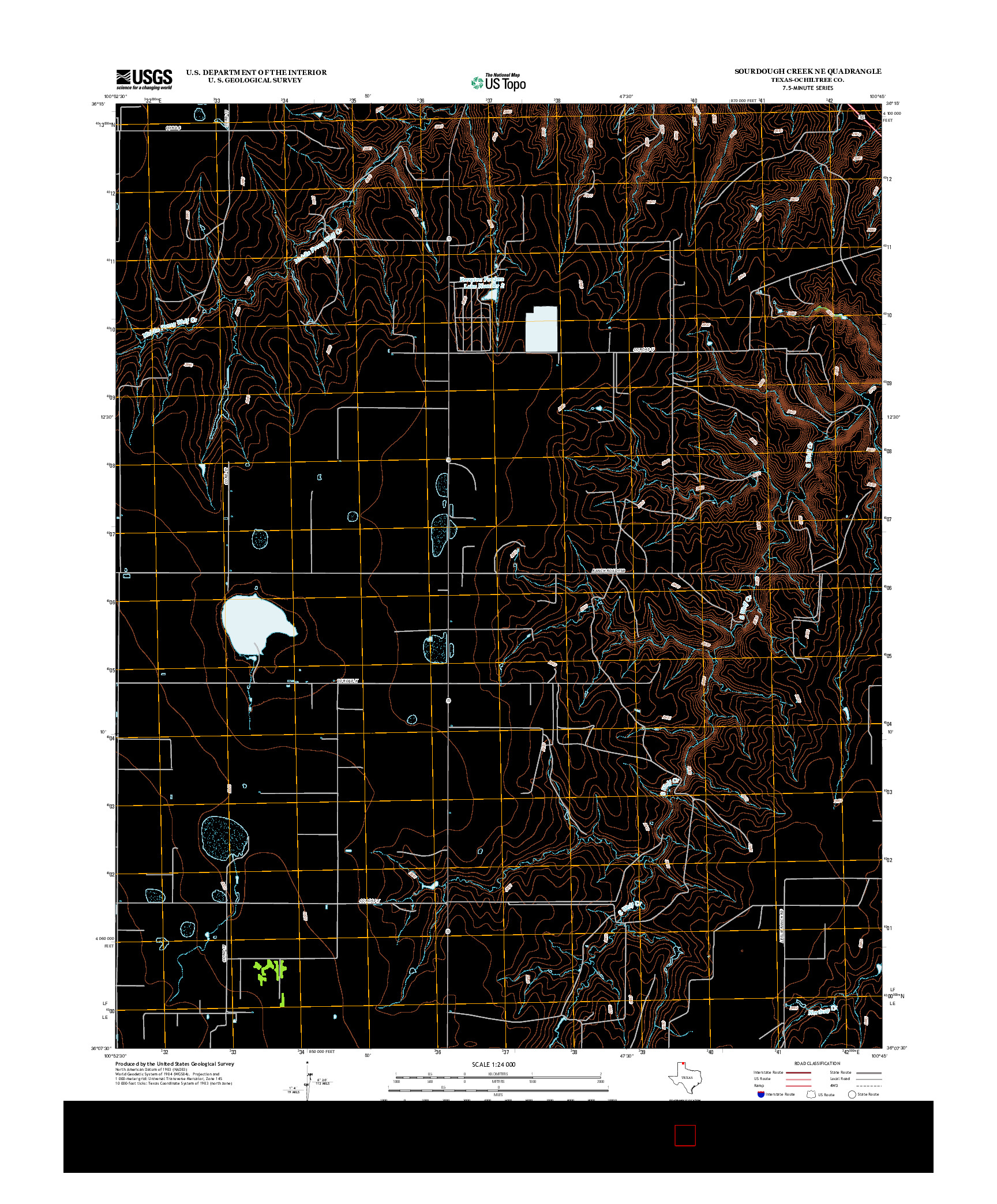 USGS US TOPO 7.5-MINUTE MAP FOR SOURDOUGH CREEK NE, TX 2012