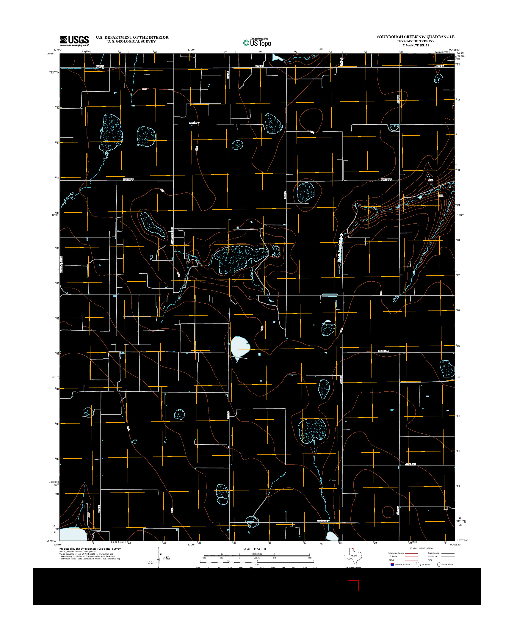 USGS US TOPO 7.5-MINUTE MAP FOR SOURDOUGH CREEK NW, TX 2012