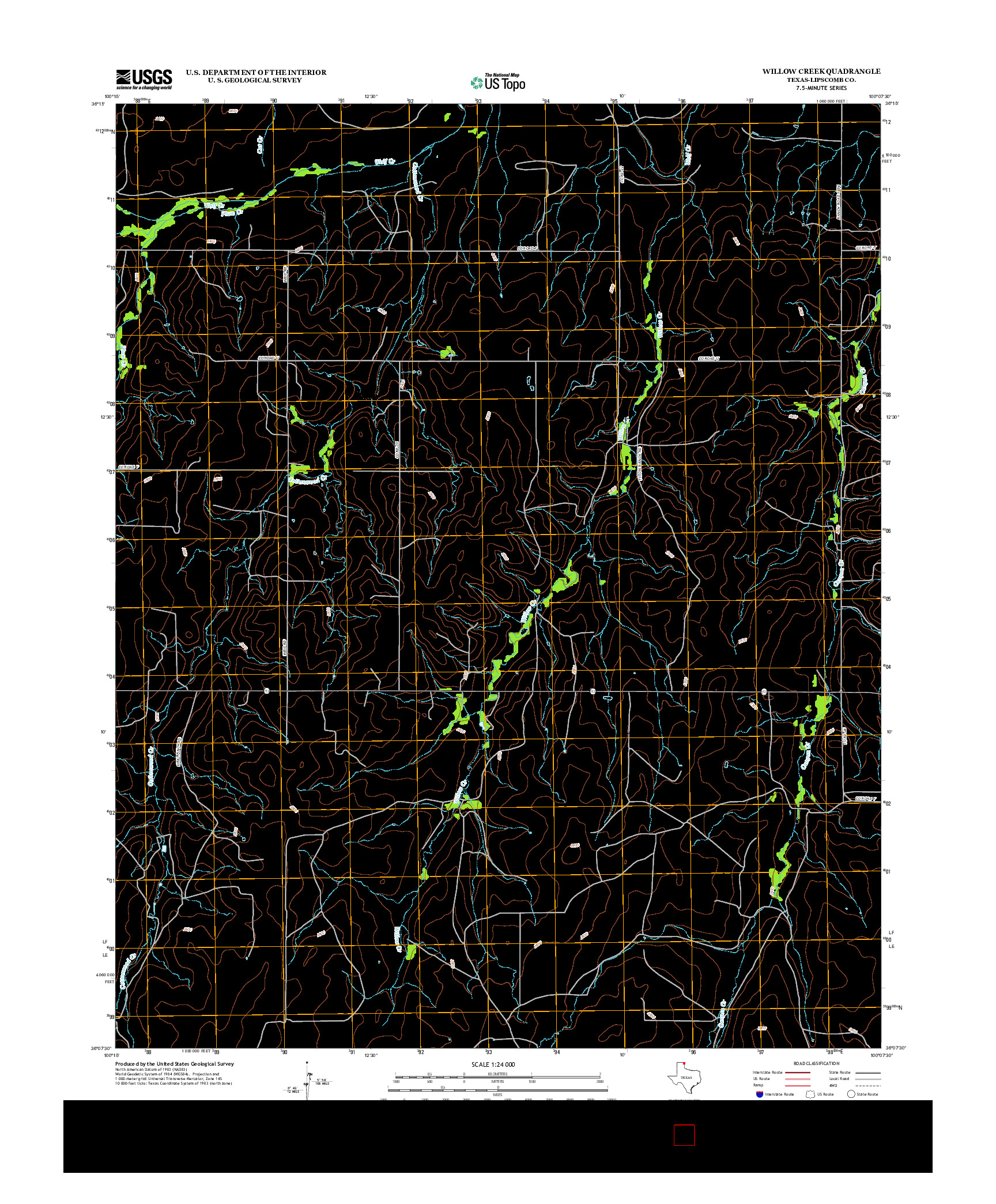 USGS US TOPO 7.5-MINUTE MAP FOR WILLOW CREEK, TX 2012
