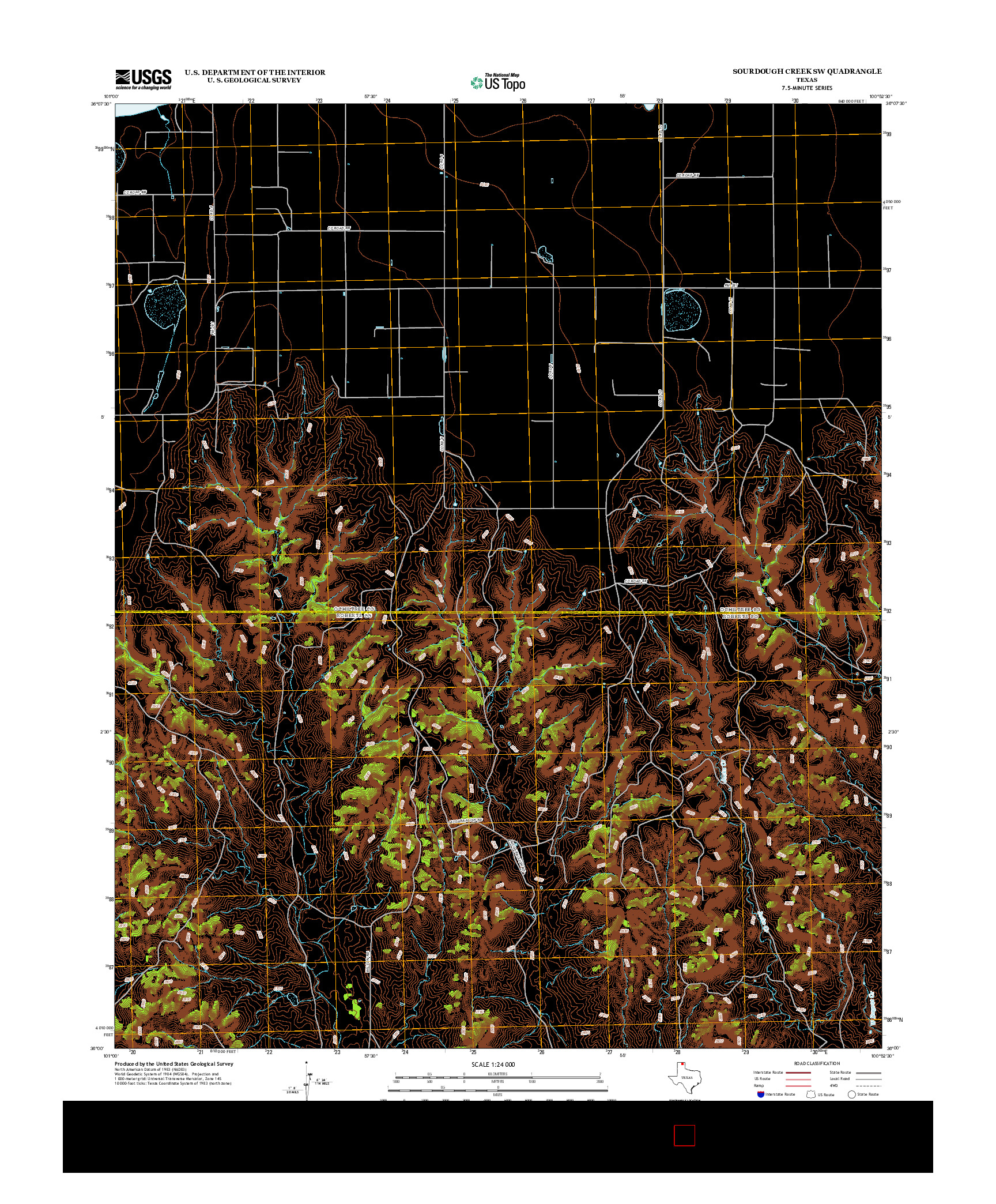 USGS US TOPO 7.5-MINUTE MAP FOR SOURDOUGH CREEK SW, TX 2012