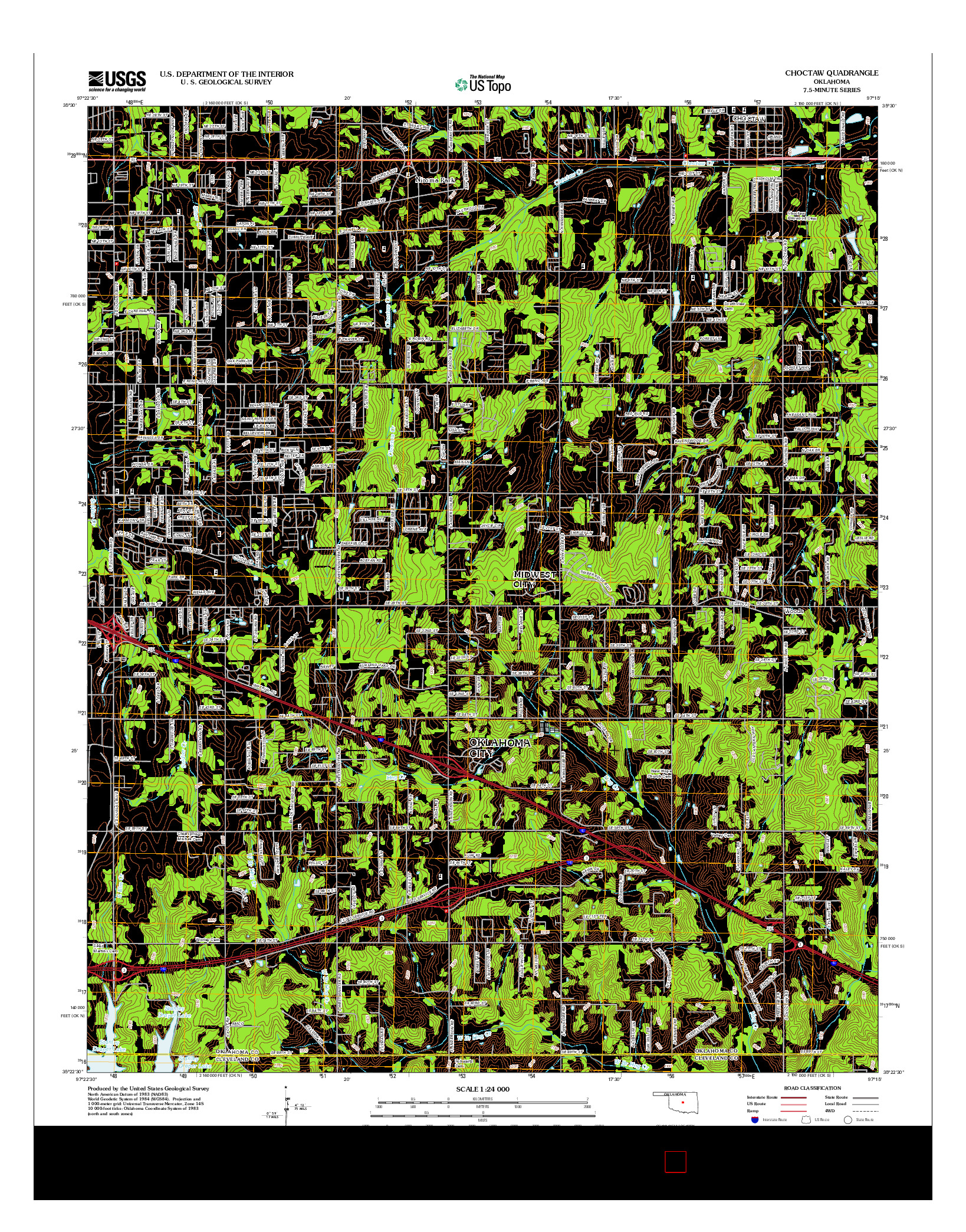 USGS US TOPO 7.5-MINUTE MAP FOR CHOCTAW, OK 2012