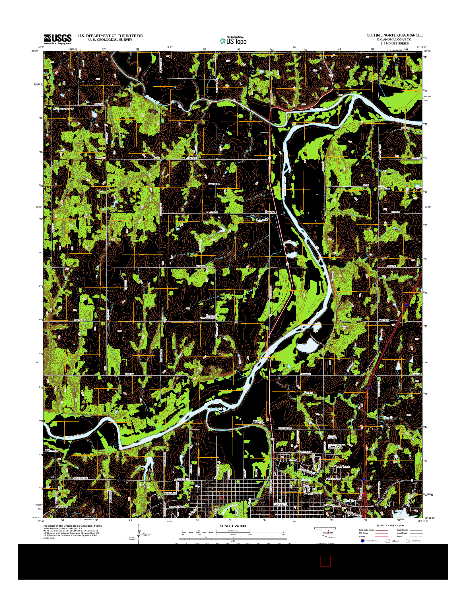 USGS US TOPO 7.5-MINUTE MAP FOR GUTHRIE NORTH, OK 2012