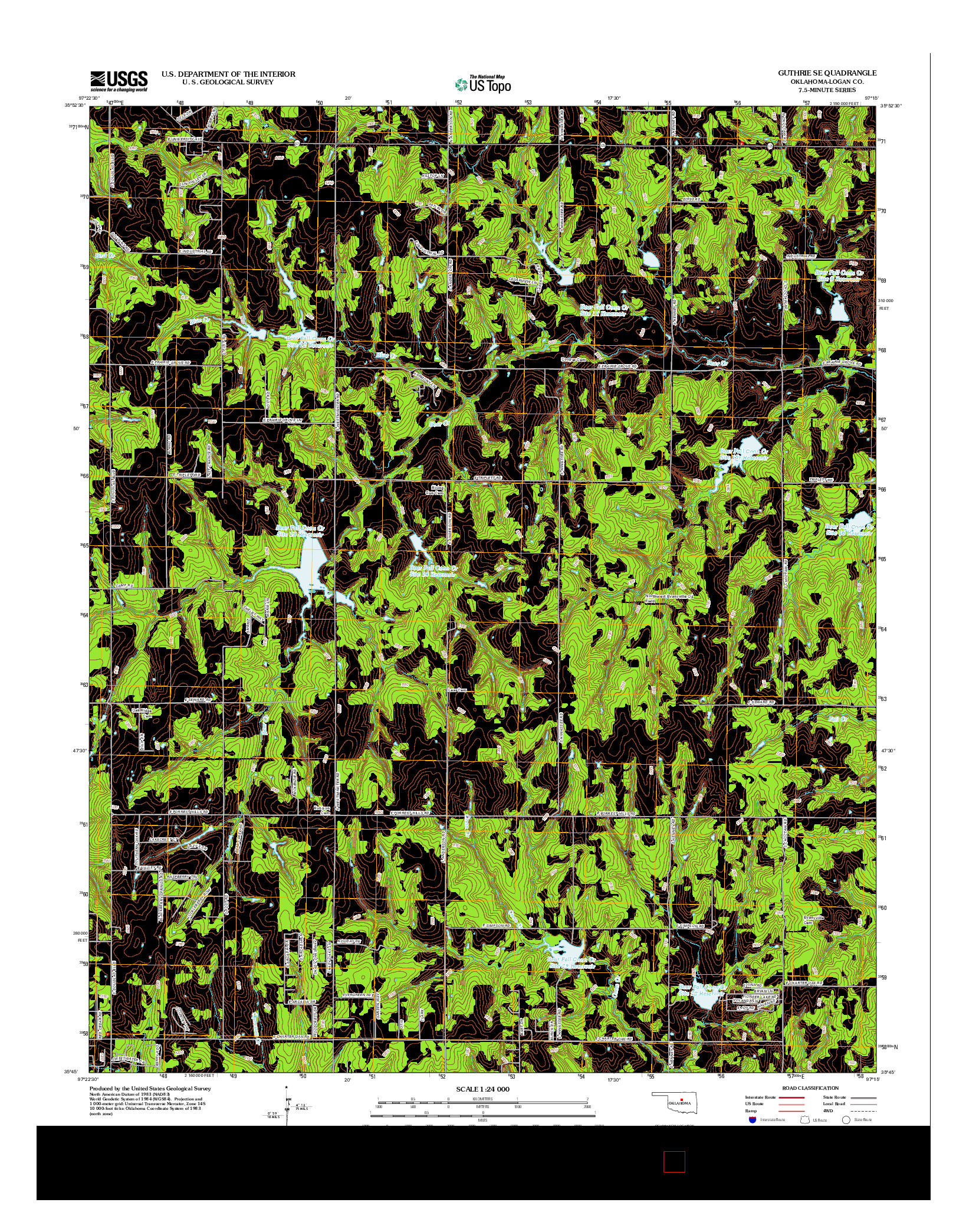 USGS US TOPO 7.5-MINUTE MAP FOR GUTHRIE SE, OK 2012