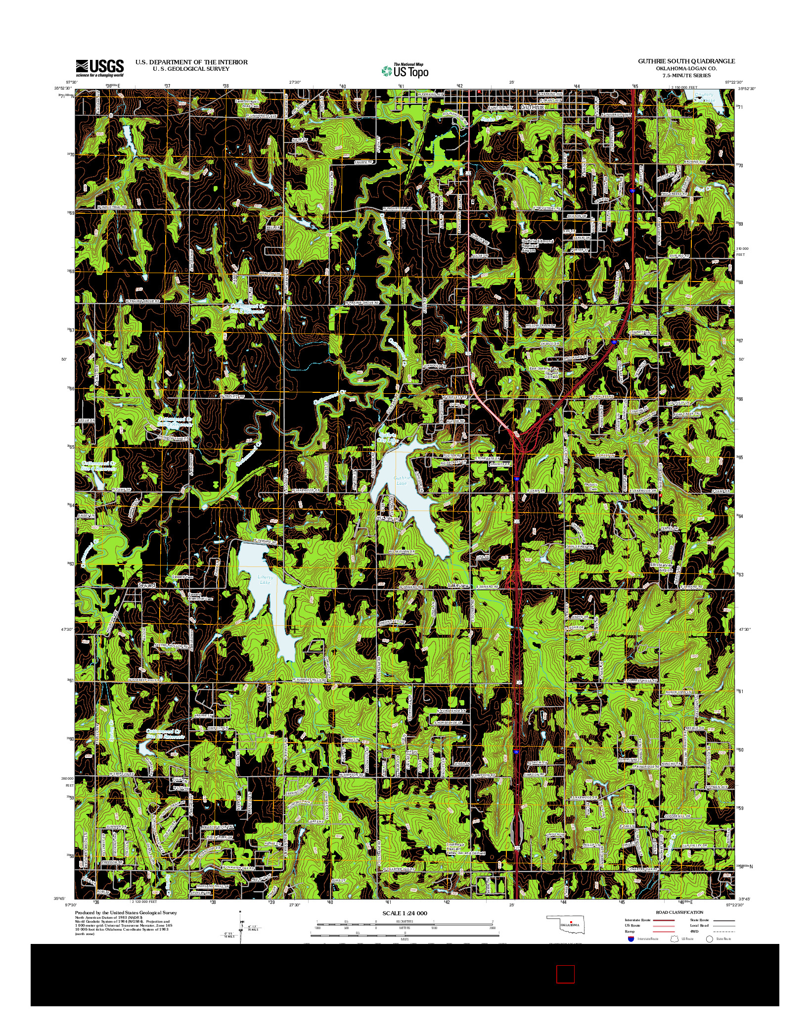 USGS US TOPO 7.5-MINUTE MAP FOR GUTHRIE SOUTH, OK 2012