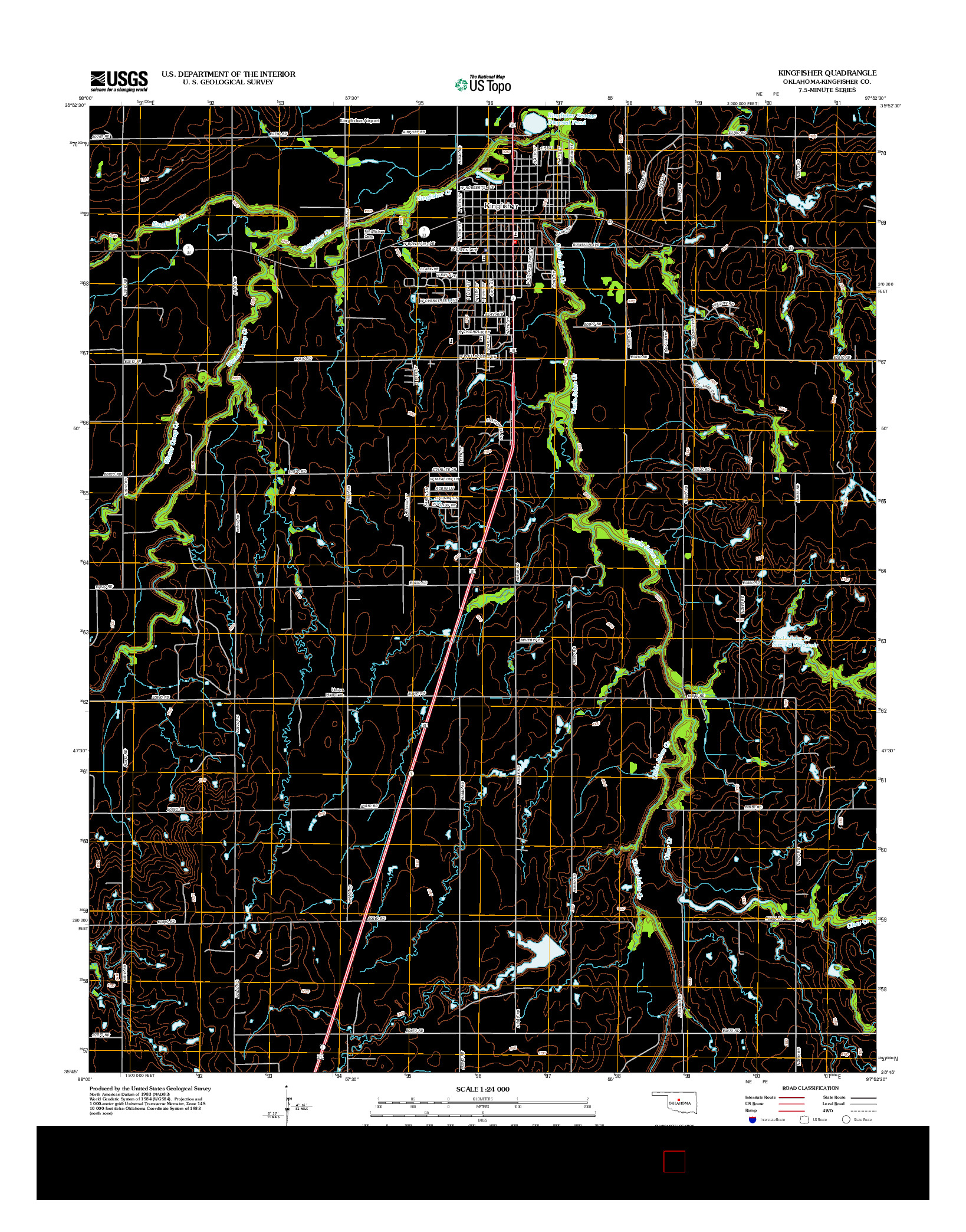 USGS US TOPO 7.5-MINUTE MAP FOR KINGFISHER, OK 2012
