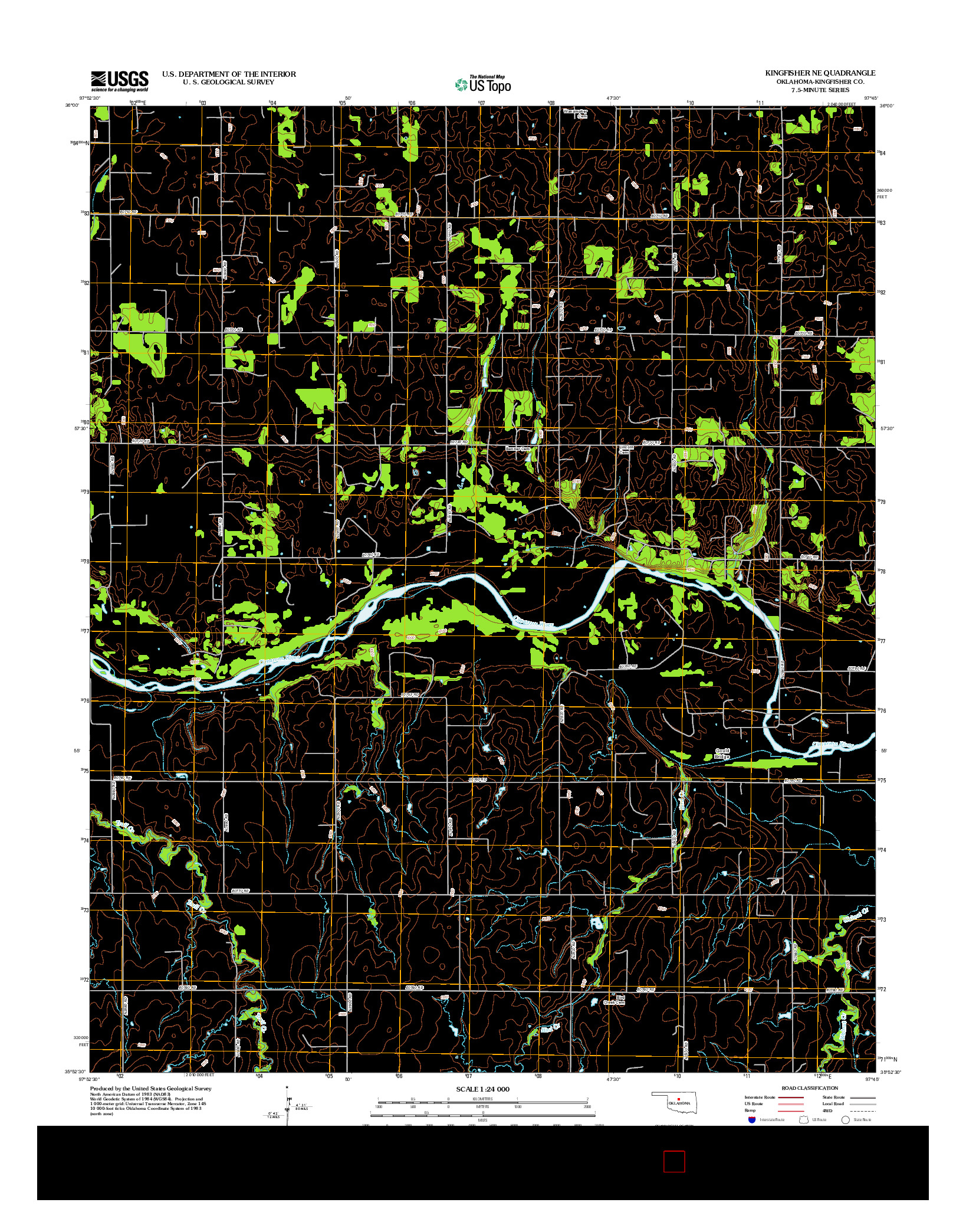 USGS US TOPO 7.5-MINUTE MAP FOR KINGFISHER NE, OK 2012