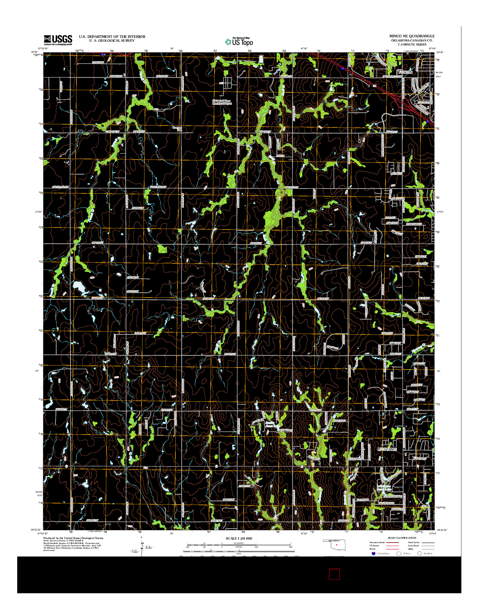 USGS US TOPO 7.5-MINUTE MAP FOR MINCO NE, OK 2012