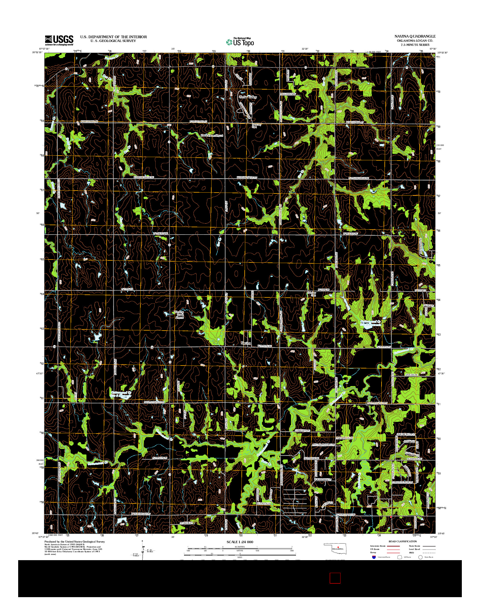 USGS US TOPO 7.5-MINUTE MAP FOR NAVINA, OK 2012