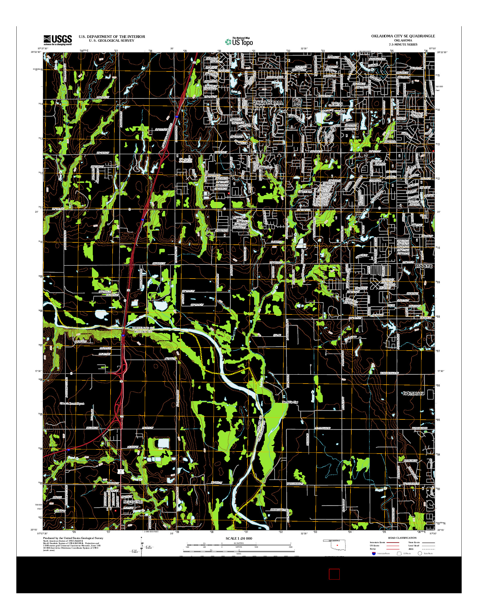 USGS US TOPO 7.5-MINUTE MAP FOR OKLAHOMA CITY SE, OK 2012