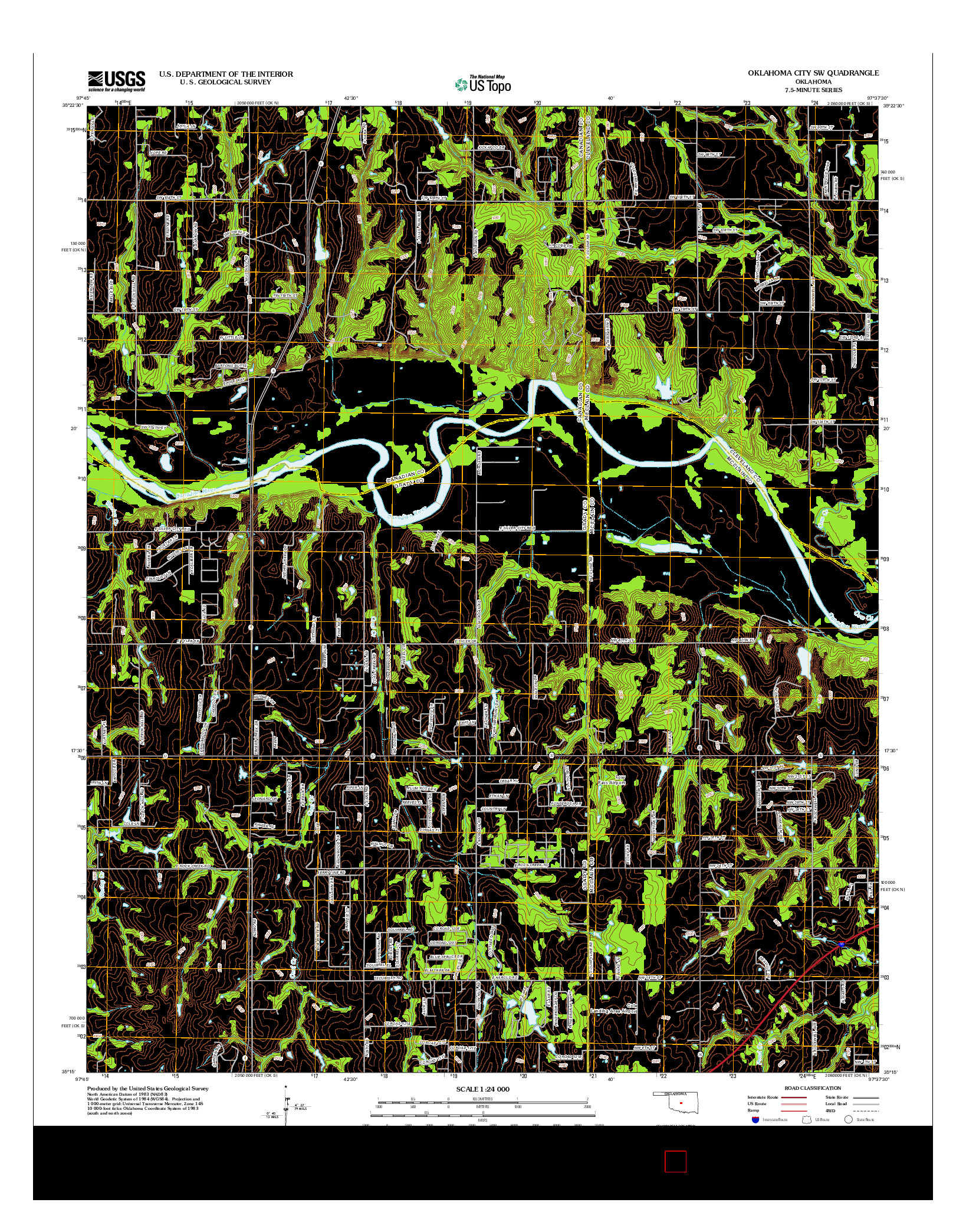 USGS US TOPO 7.5-MINUTE MAP FOR OKLAHOMA CITY SW, OK 2012