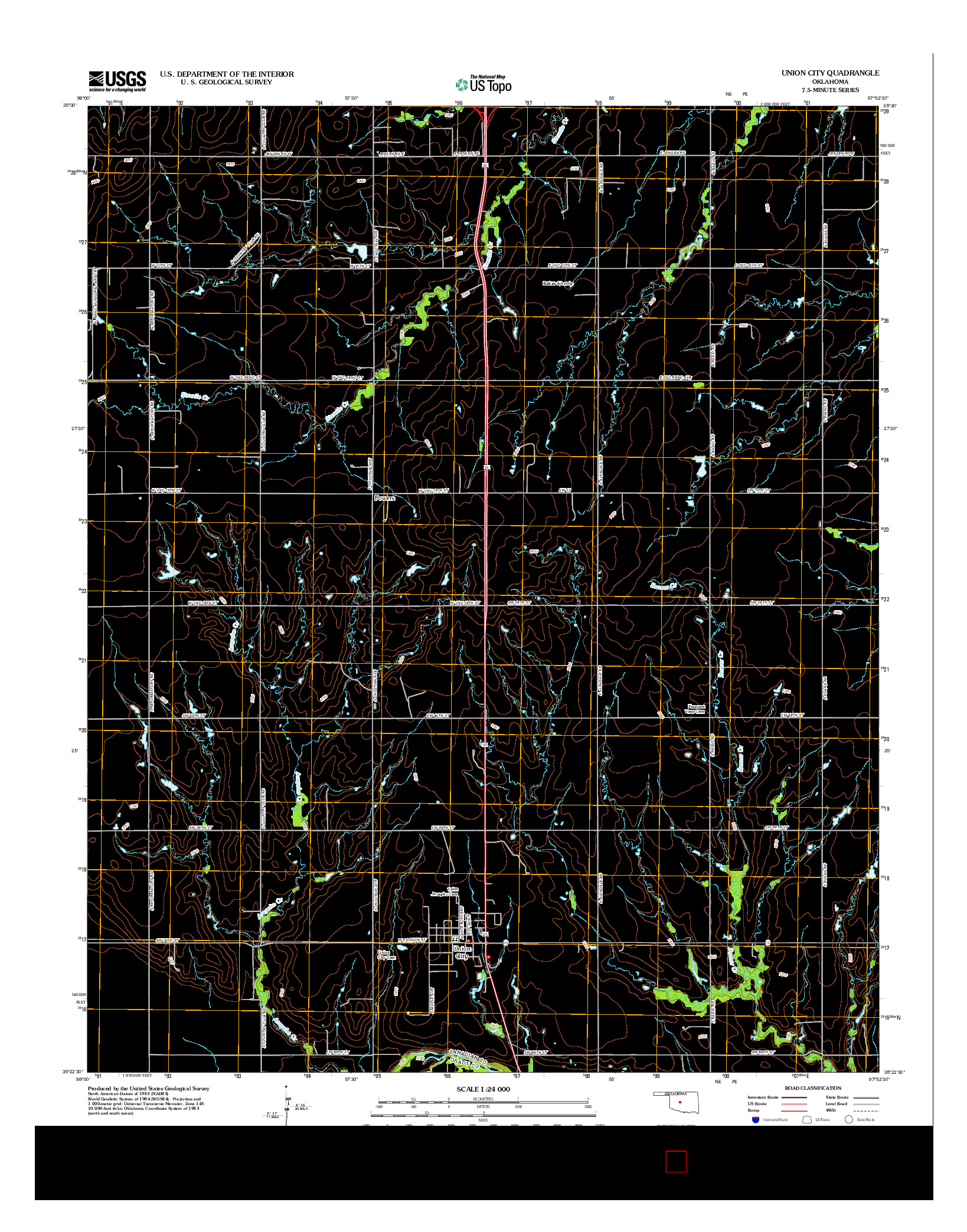 USGS US TOPO 7.5-MINUTE MAP FOR UNION CITY, OK 2012