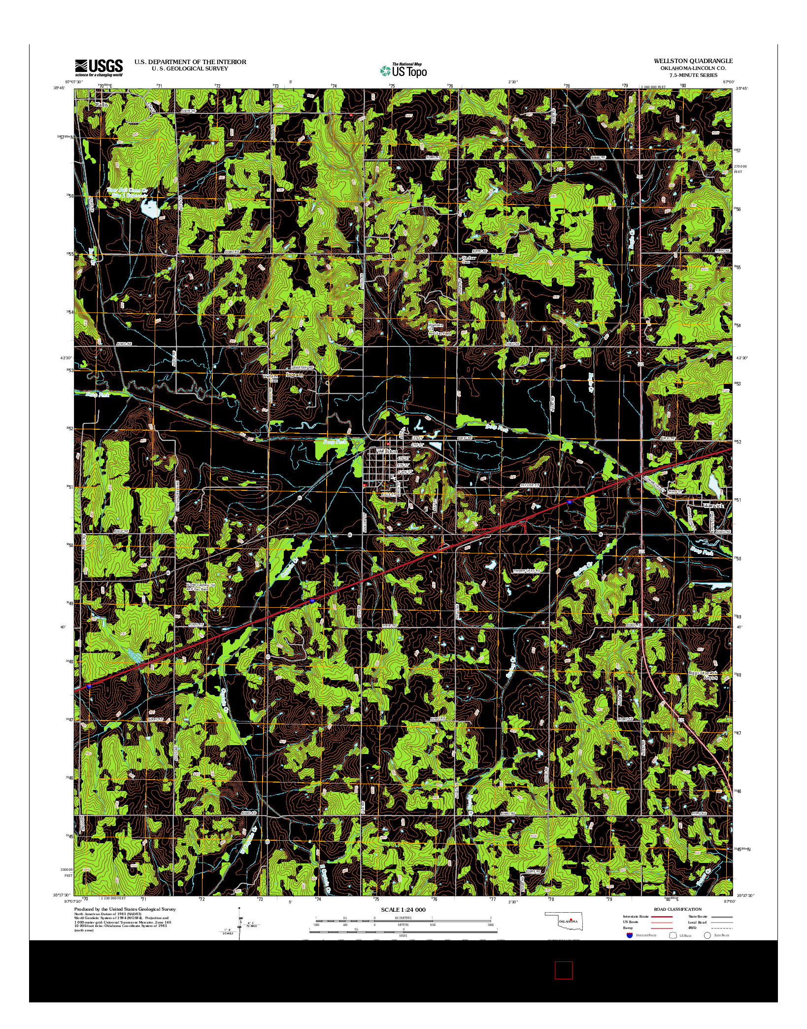USGS US TOPO 7.5-MINUTE MAP FOR WELLSTON, OK 2012