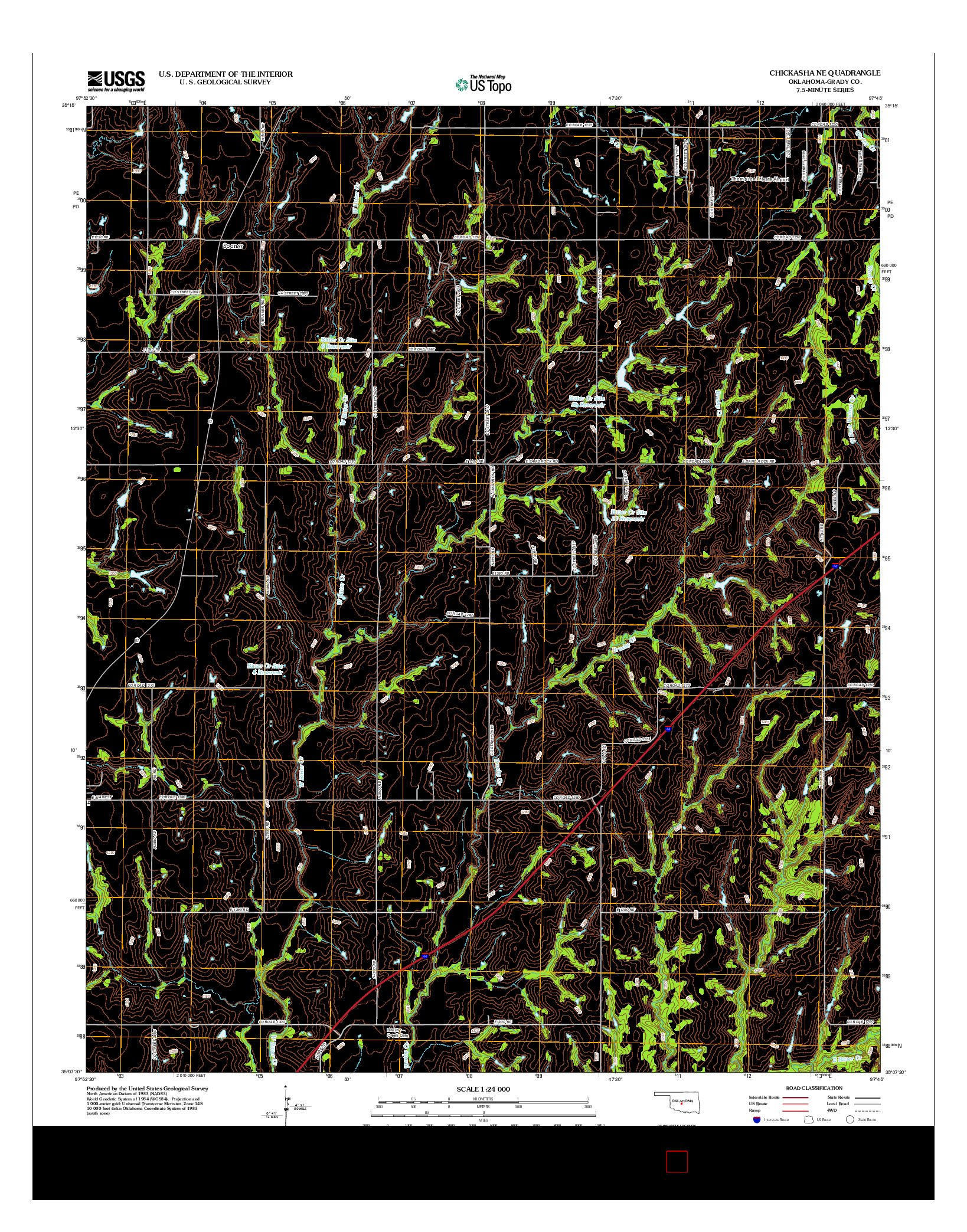 USGS US TOPO 7.5-MINUTE MAP FOR CHICKASHA NE, OK 2012