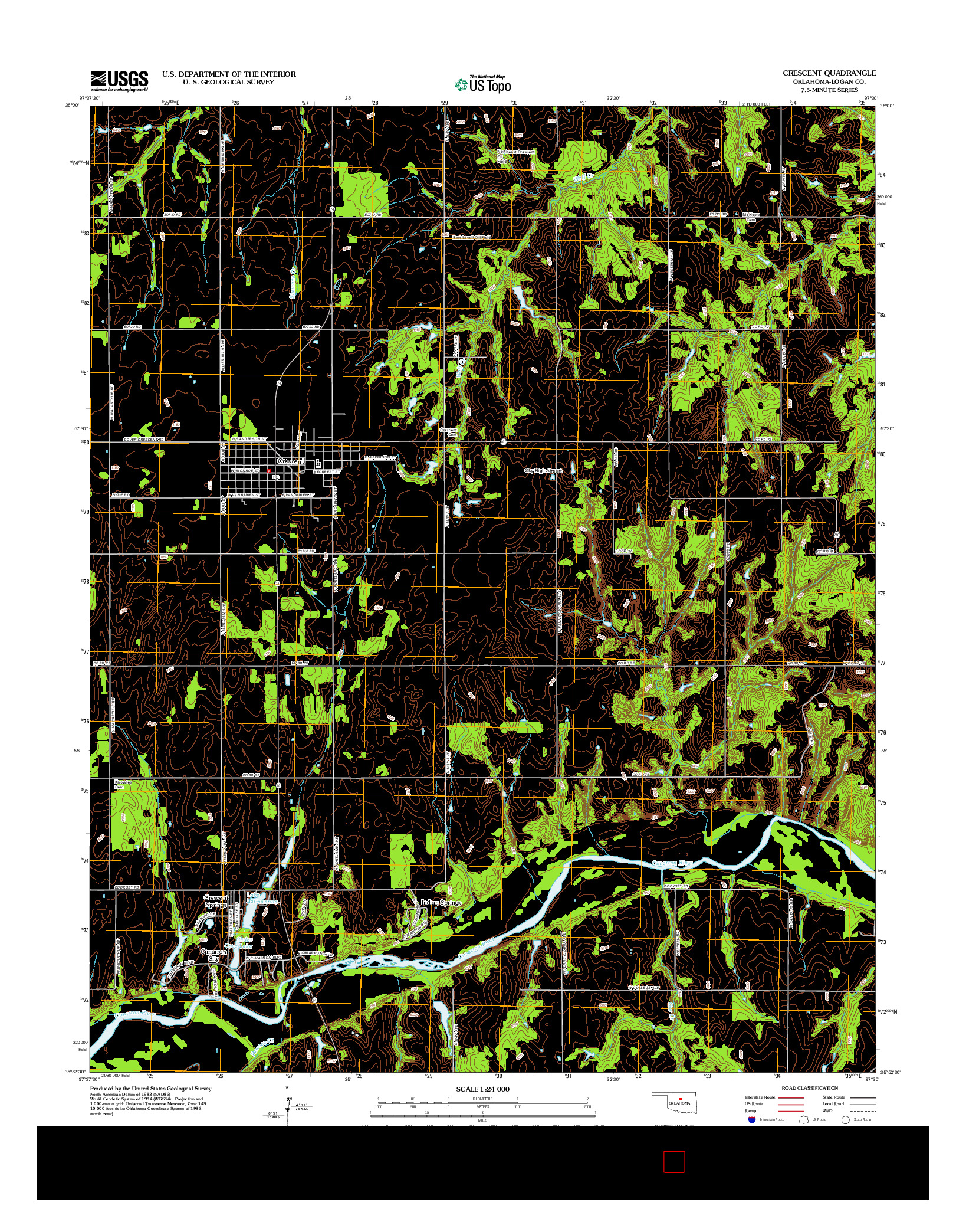 USGS US TOPO 7.5-MINUTE MAP FOR CRESCENT, OK 2012