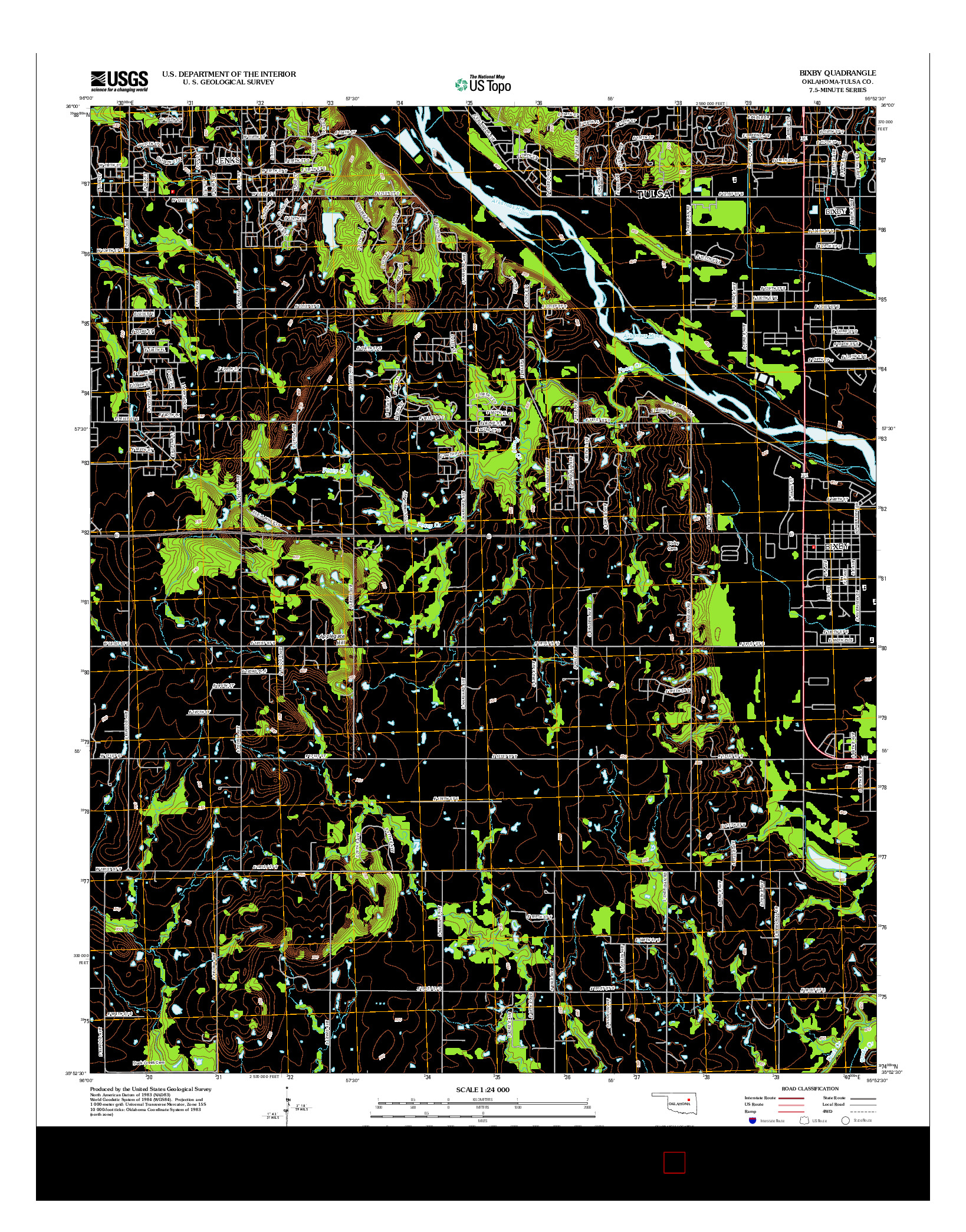 USGS US TOPO 7.5-MINUTE MAP FOR BIXBY, OK 2012