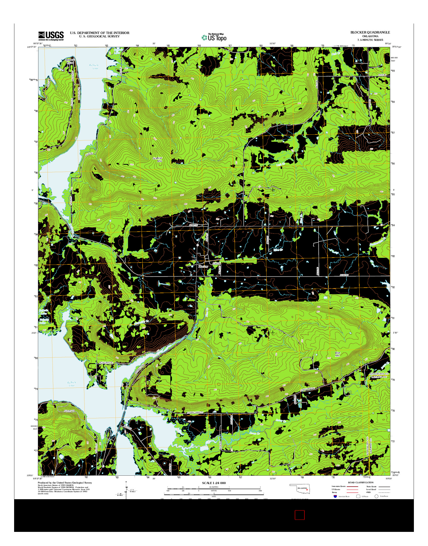 USGS US TOPO 7.5-MINUTE MAP FOR BLOCKER, OK 2012