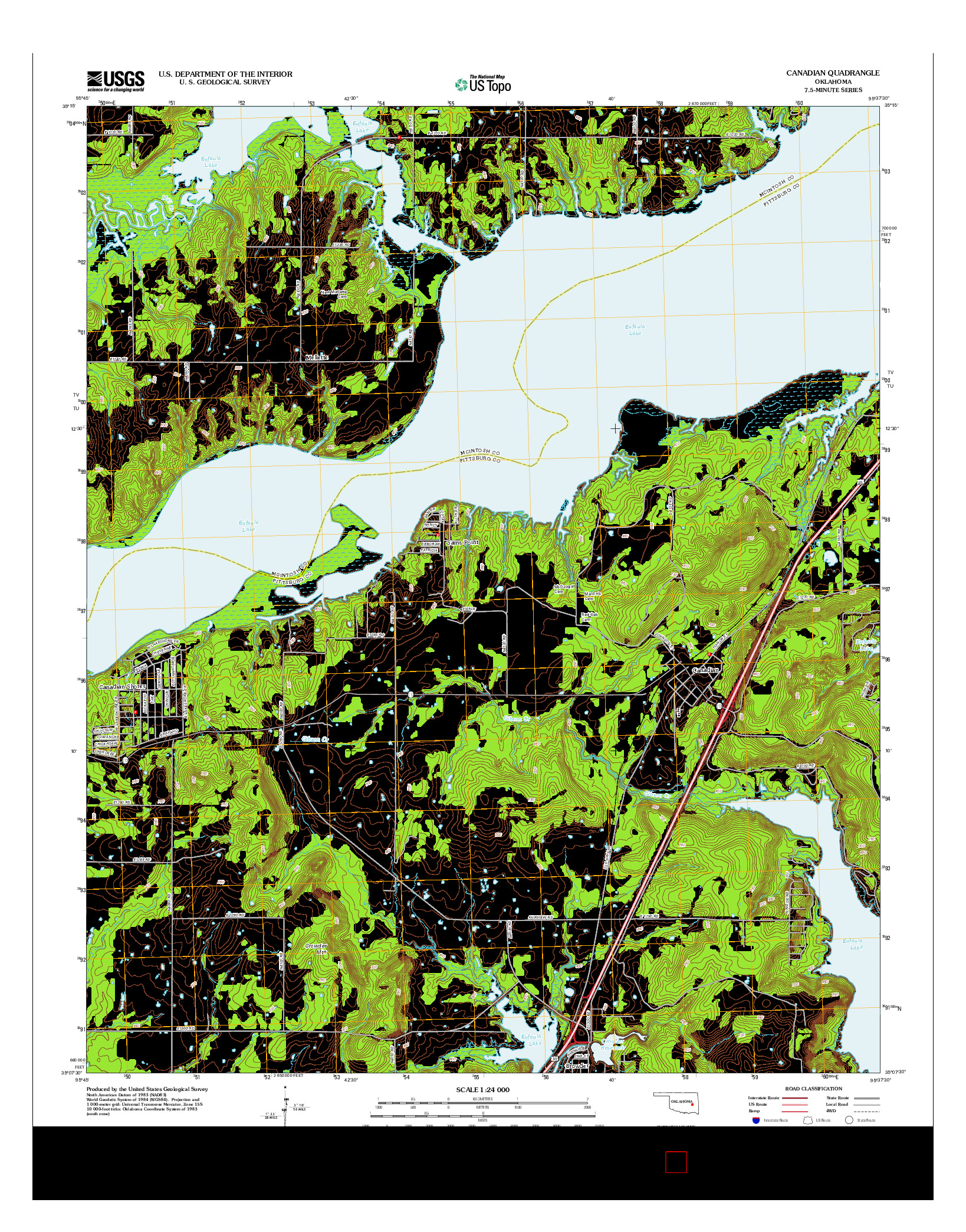 USGS US TOPO 7.5-MINUTE MAP FOR CANADIAN, OK 2012