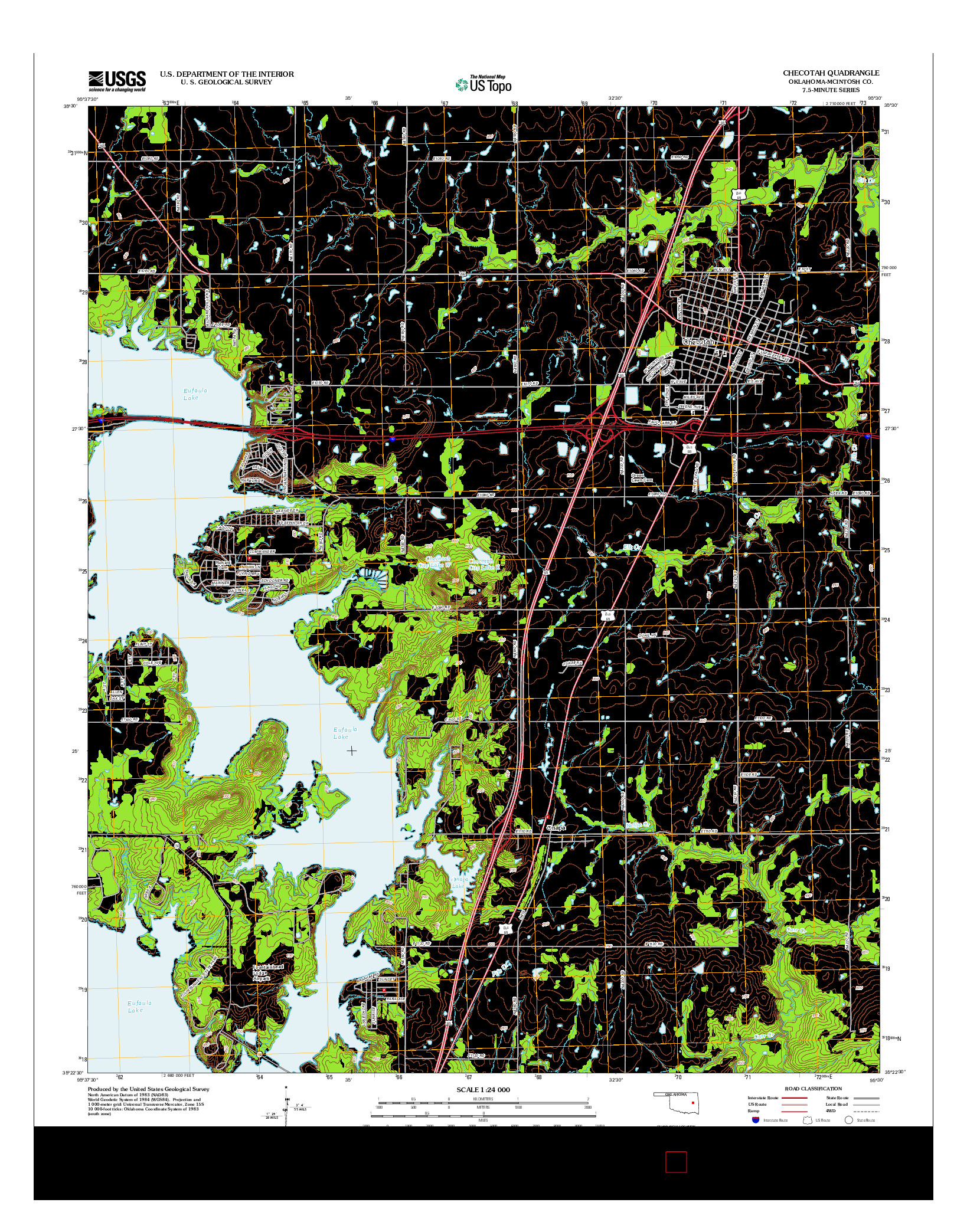 USGS US TOPO 7.5-MINUTE MAP FOR CHECOTAH, OK 2012