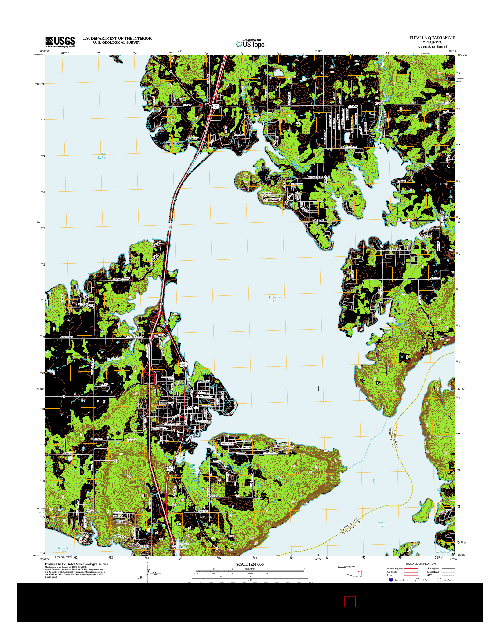 USGS US TOPO 7.5-MINUTE MAP FOR EUFAULA, OK 2012