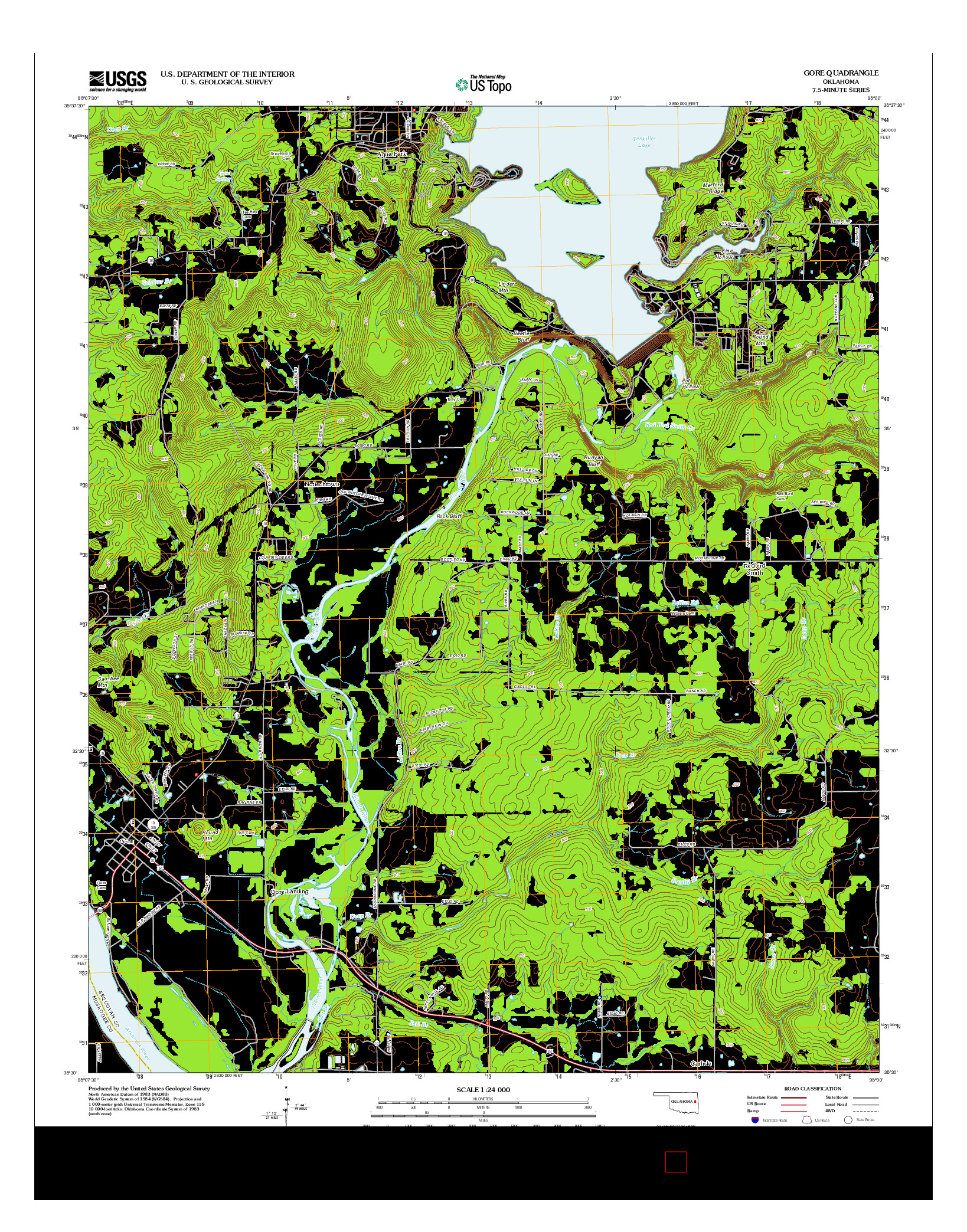 USGS US TOPO 7.5-MINUTE MAP FOR GORE, OK 2012