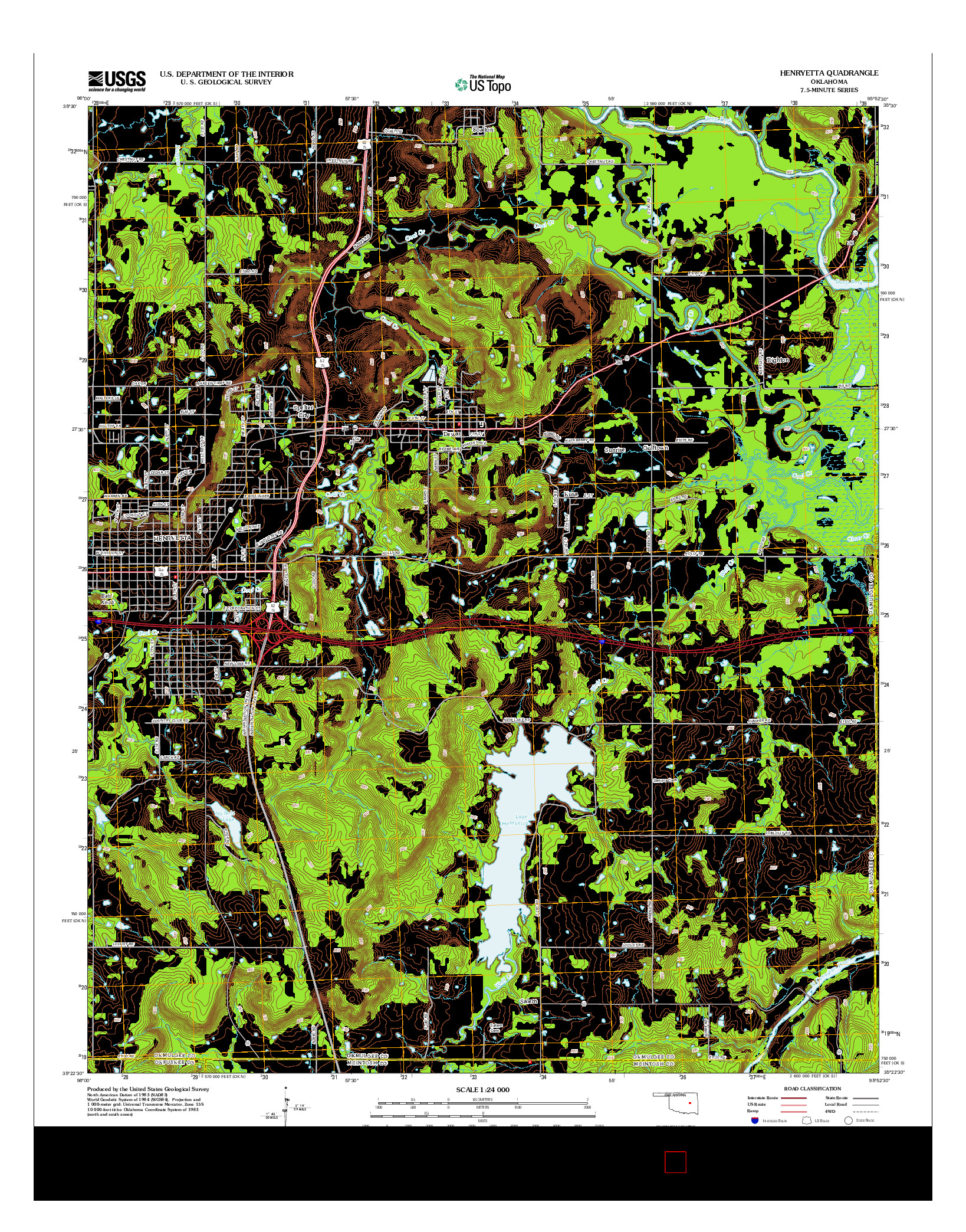 USGS US TOPO 7.5-MINUTE MAP FOR HENRYETTA, OK 2012
