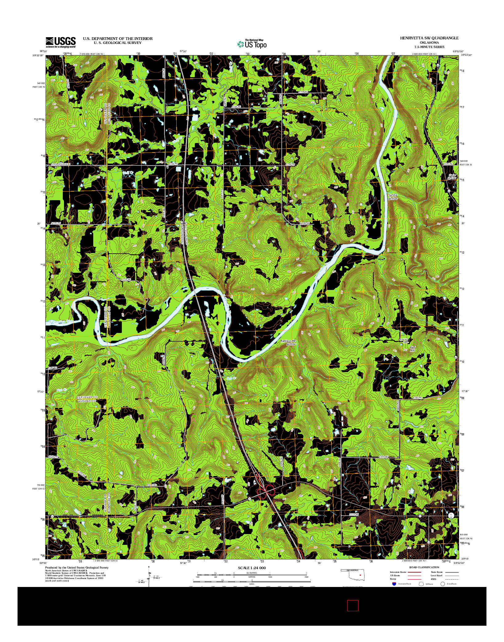 USGS US TOPO 7.5-MINUTE MAP FOR HENRYETTA SW, OK 2012