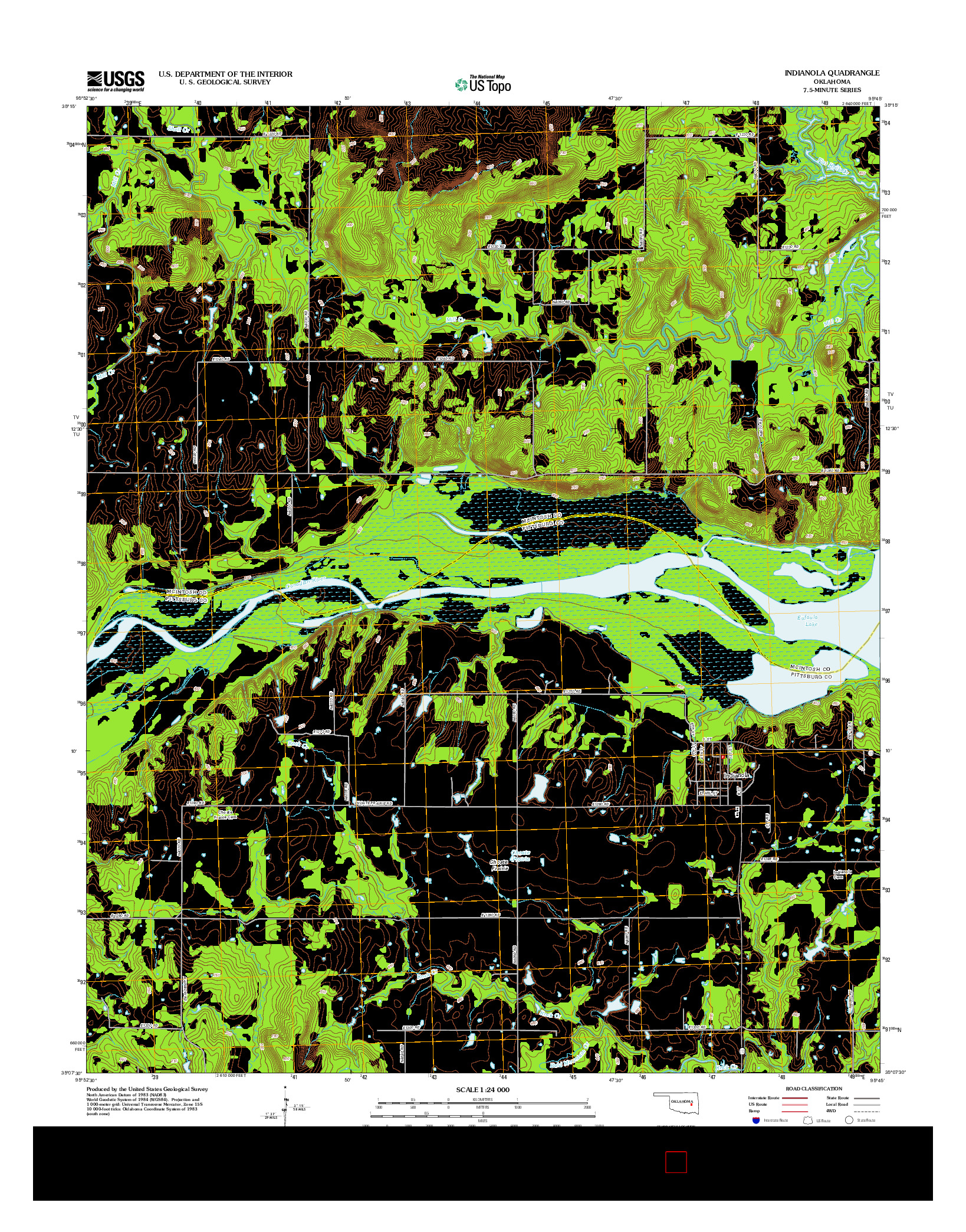 USGS US TOPO 7.5-MINUTE MAP FOR INDIANOLA, OK 2012