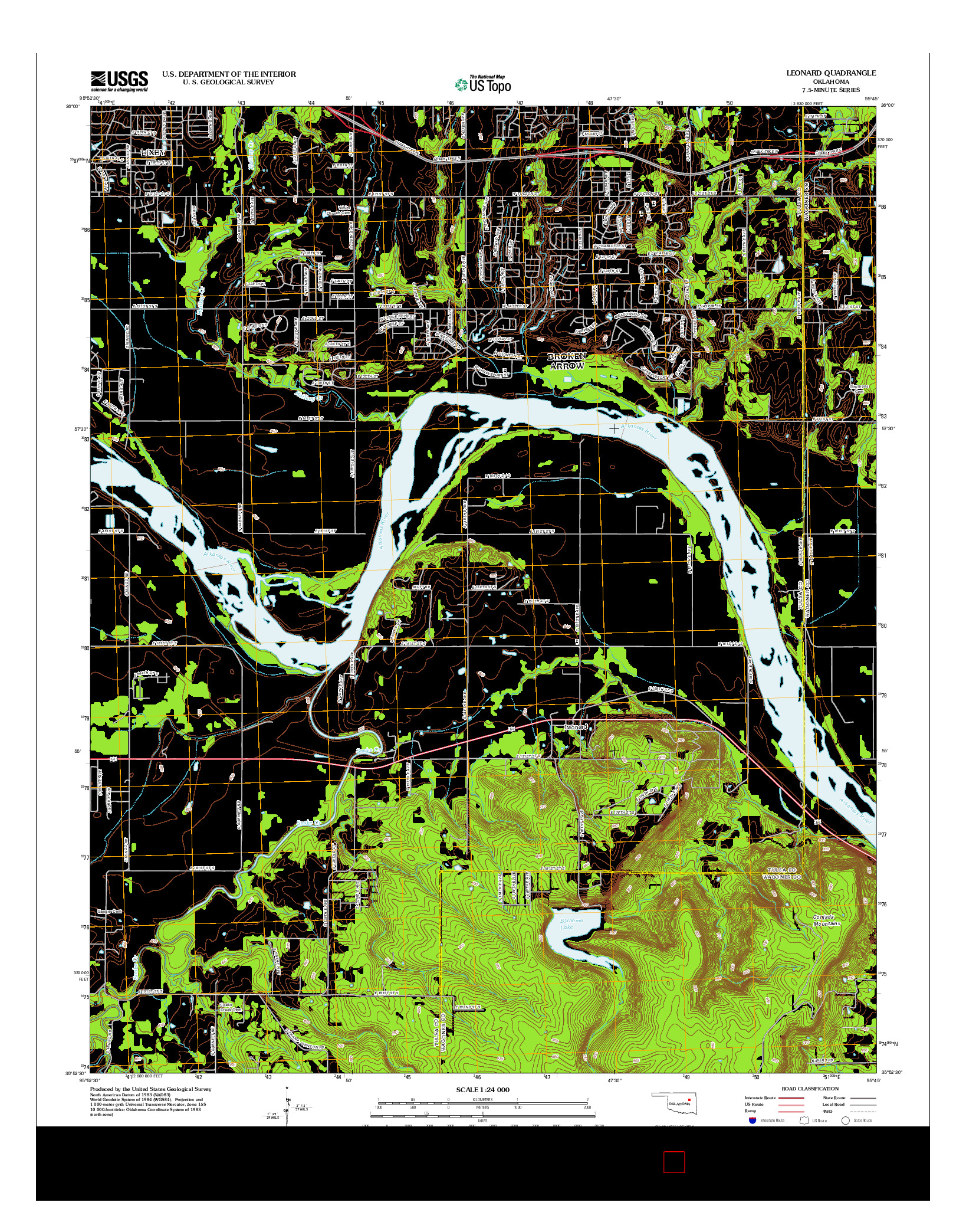 USGS US TOPO 7.5-MINUTE MAP FOR LEONARD, OK 2012