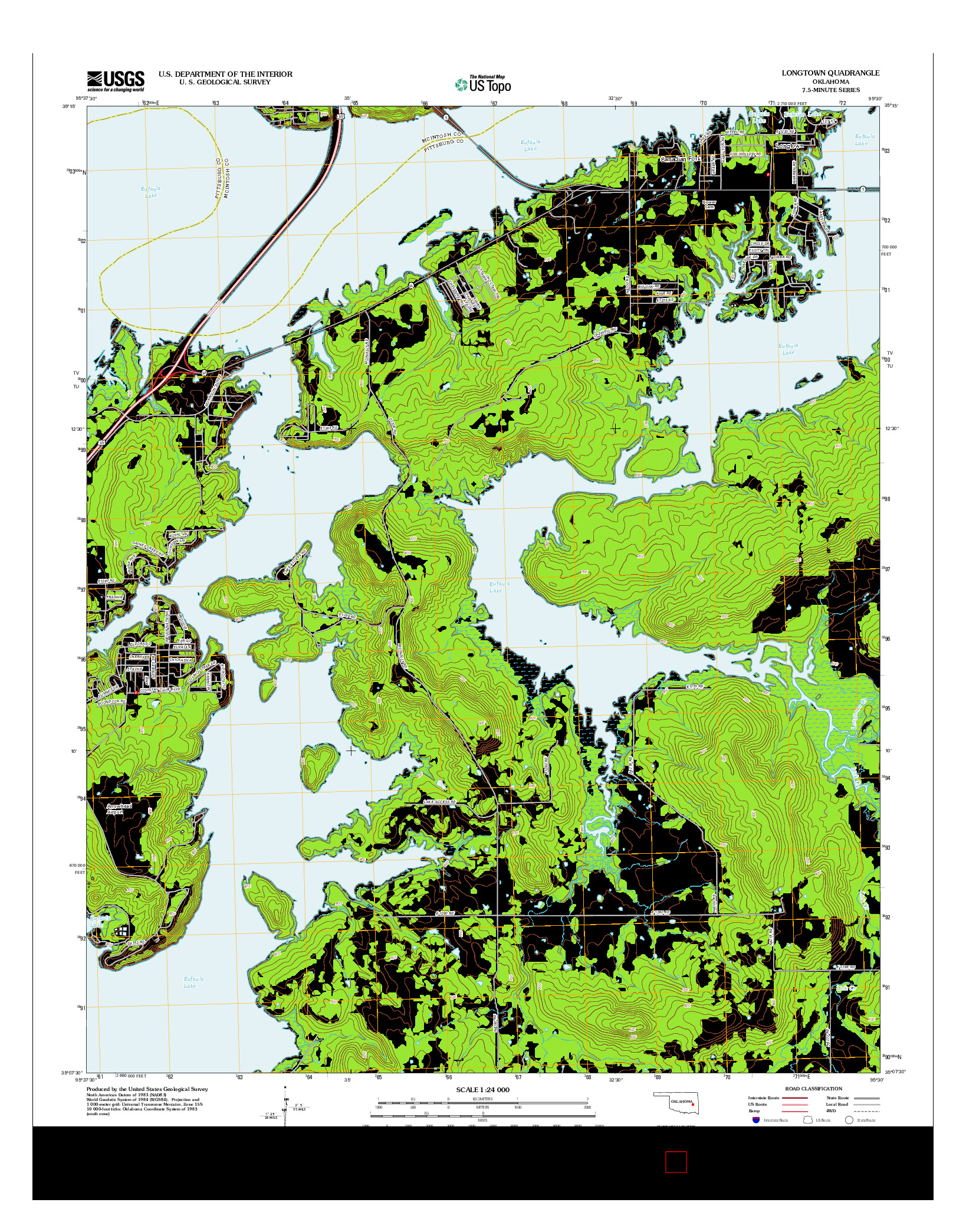 USGS US TOPO 7.5-MINUTE MAP FOR LONGTOWN, OK 2012