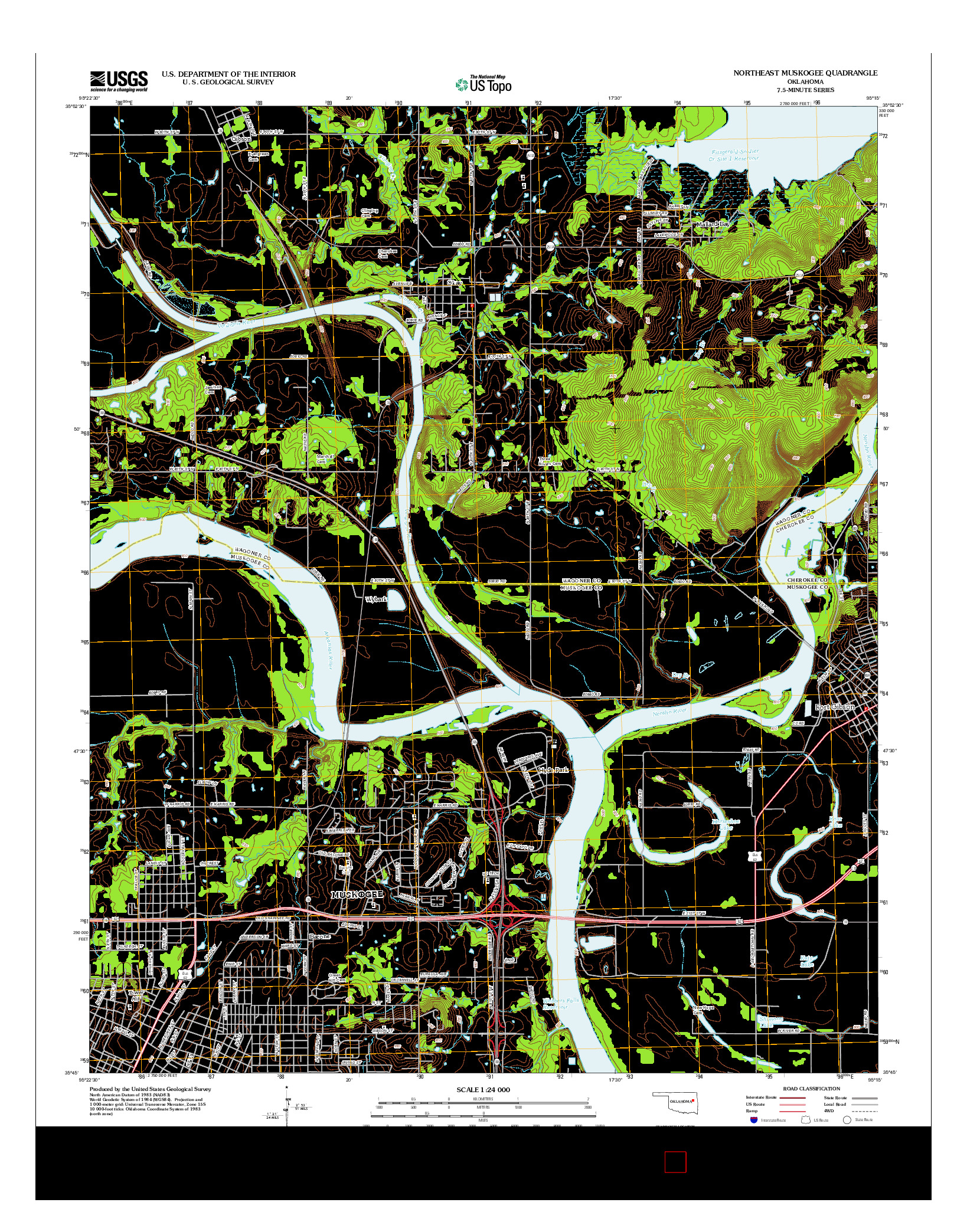 USGS US TOPO 7.5-MINUTE MAP FOR NORTHEAST MUSKOGEE, OK 2012