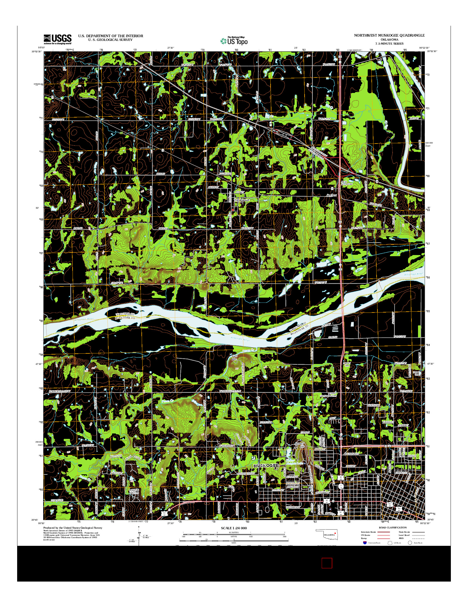 USGS US TOPO 7.5-MINUTE MAP FOR NORTHWEST MUSKOGEE, OK 2012