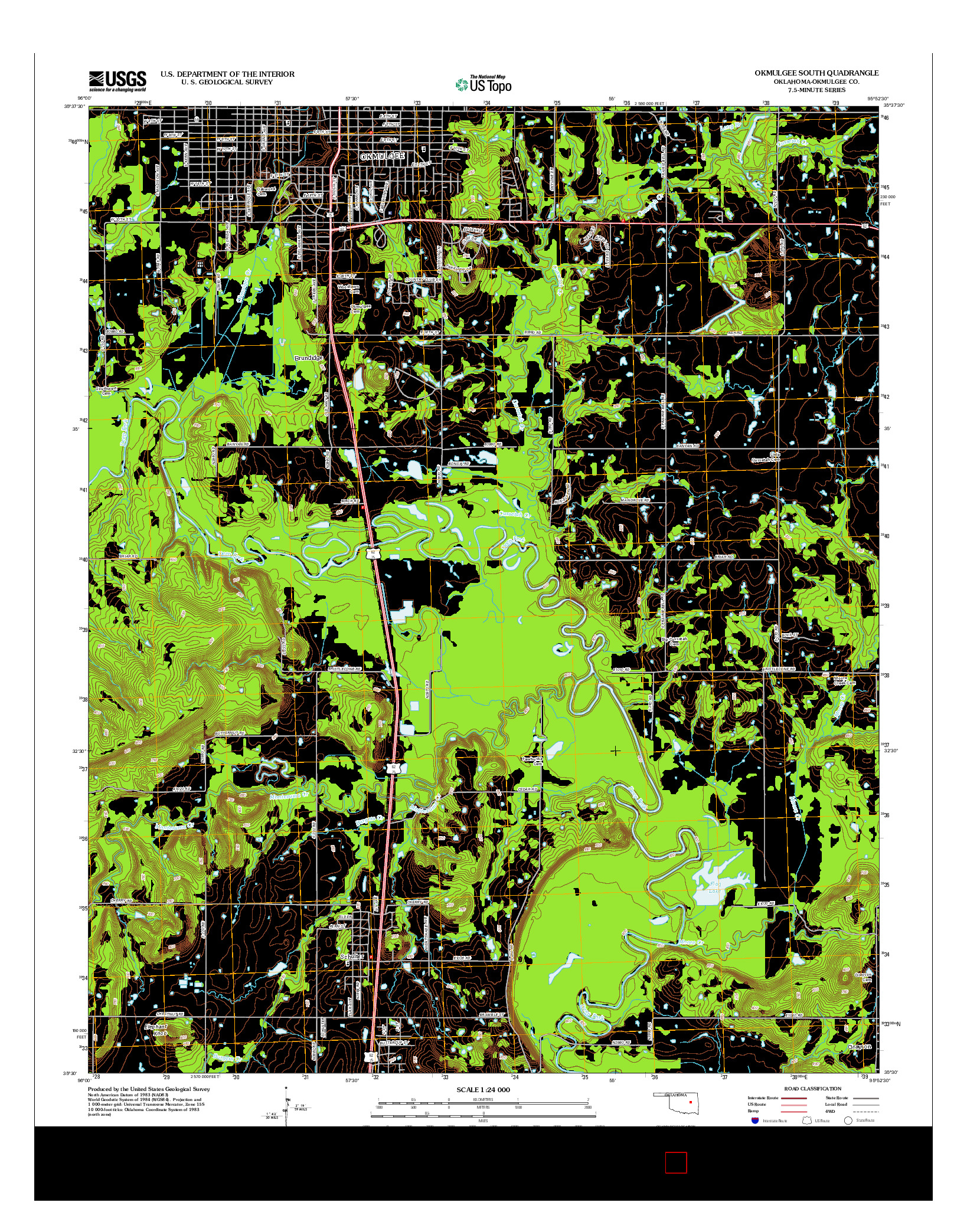 USGS US TOPO 7.5-MINUTE MAP FOR OKMULGEE SOUTH, OK 2012