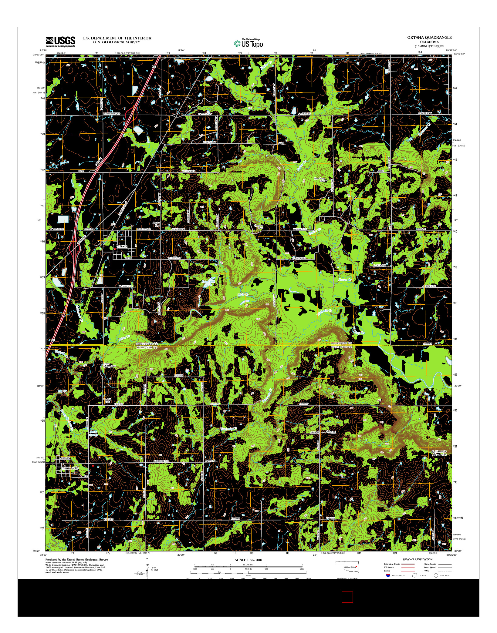 USGS US TOPO 7.5-MINUTE MAP FOR OKTAHA, OK 2012