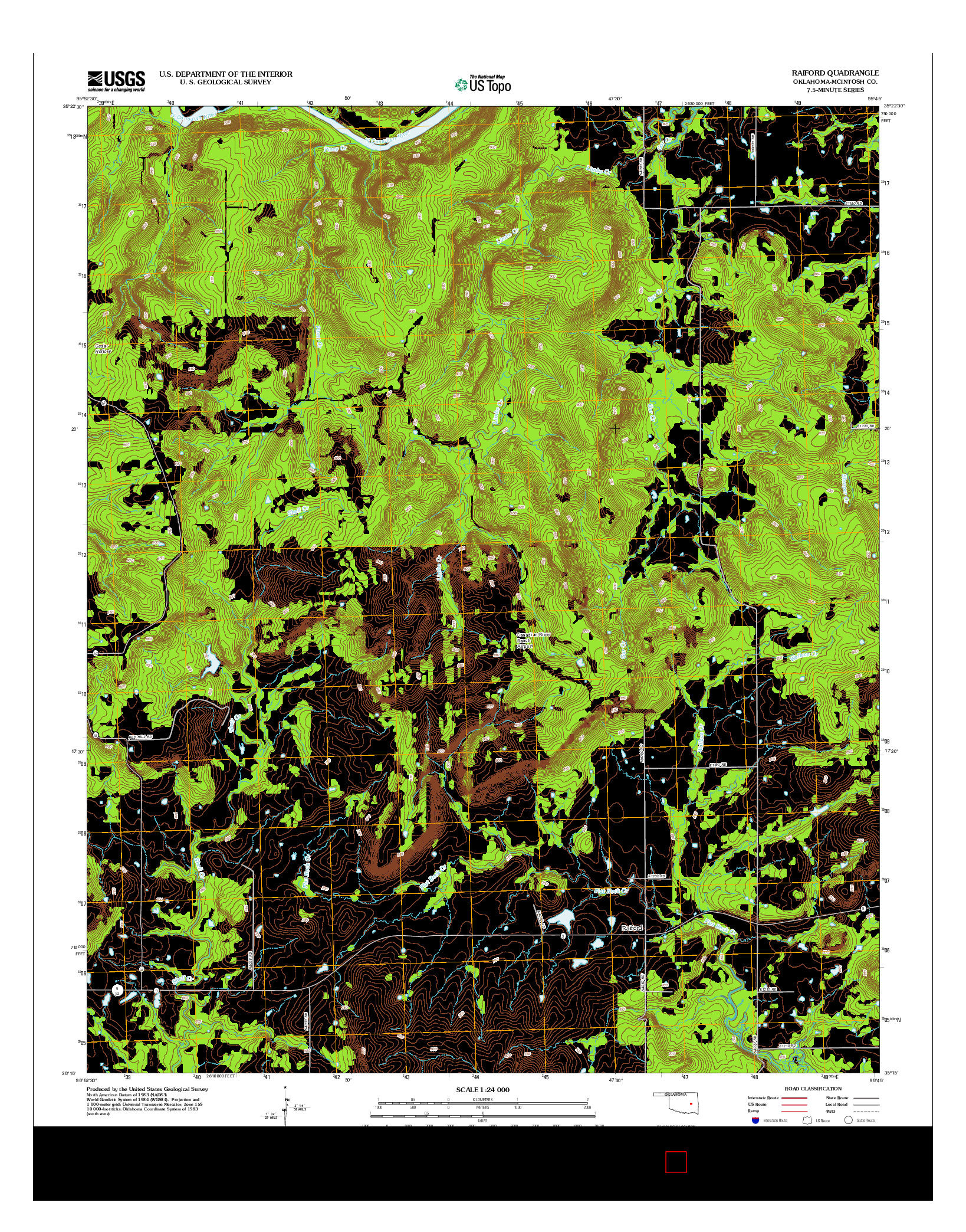 USGS US TOPO 7.5-MINUTE MAP FOR RAIFORD, OK 2012