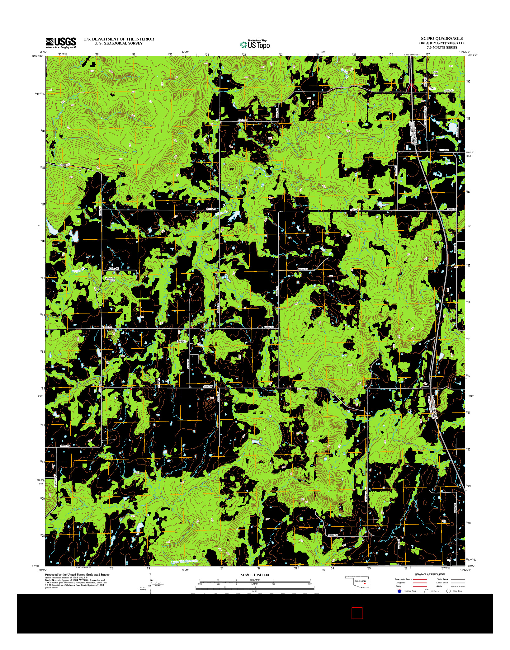 USGS US TOPO 7.5-MINUTE MAP FOR SCIPIO, OK 2012