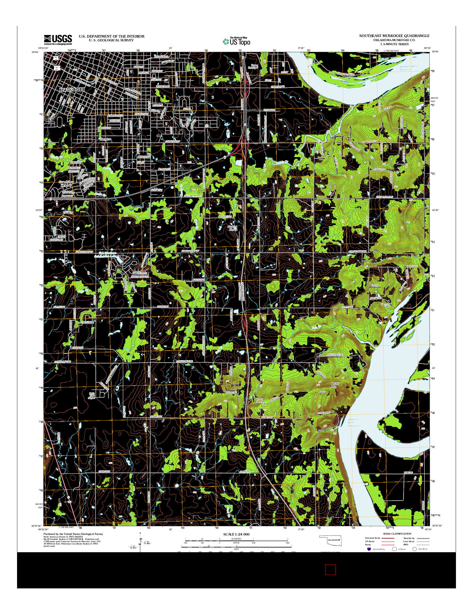 USGS US TOPO 7.5-MINUTE MAP FOR SOUTHEAST MUSKOGEE, OK 2012